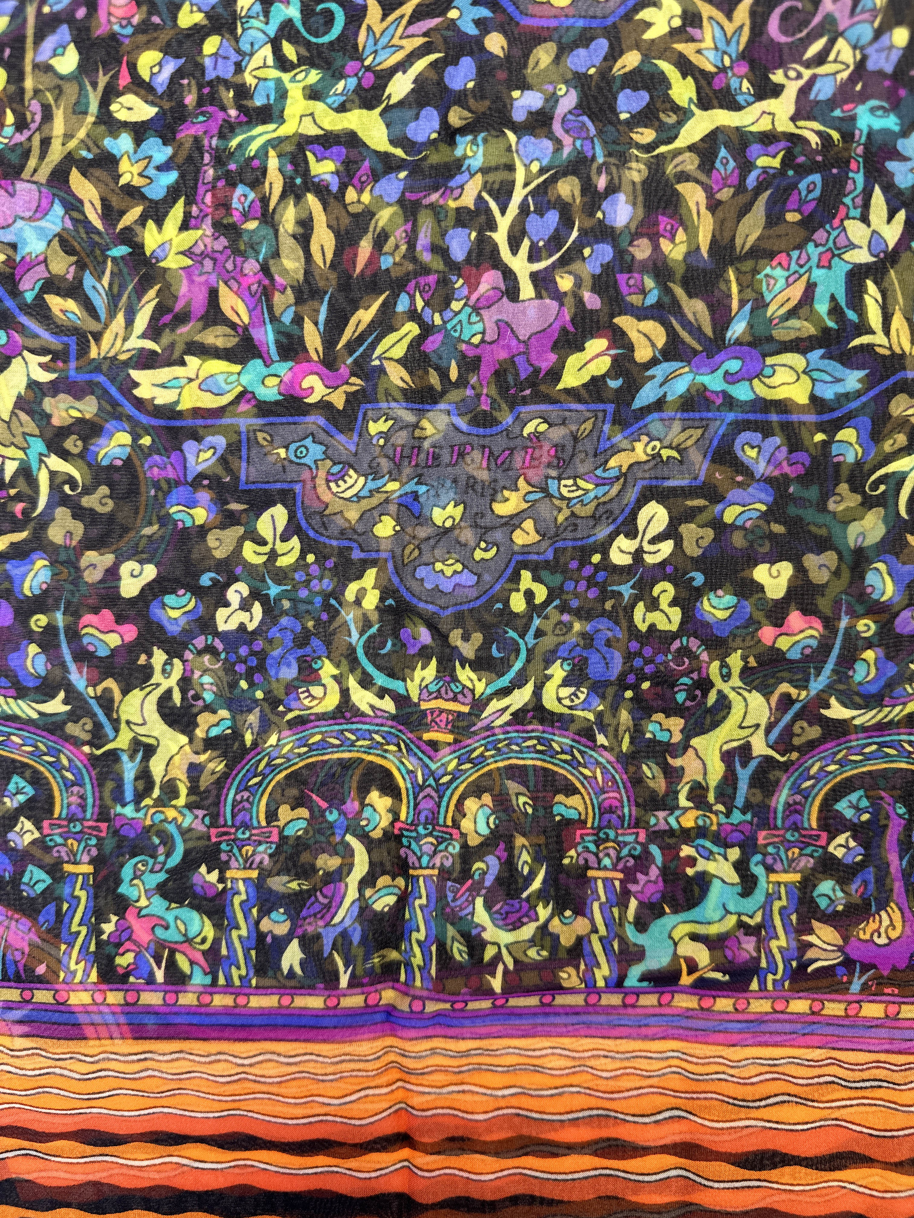 Hermès Les Jardins d'Arménie Mousseline Shawl
