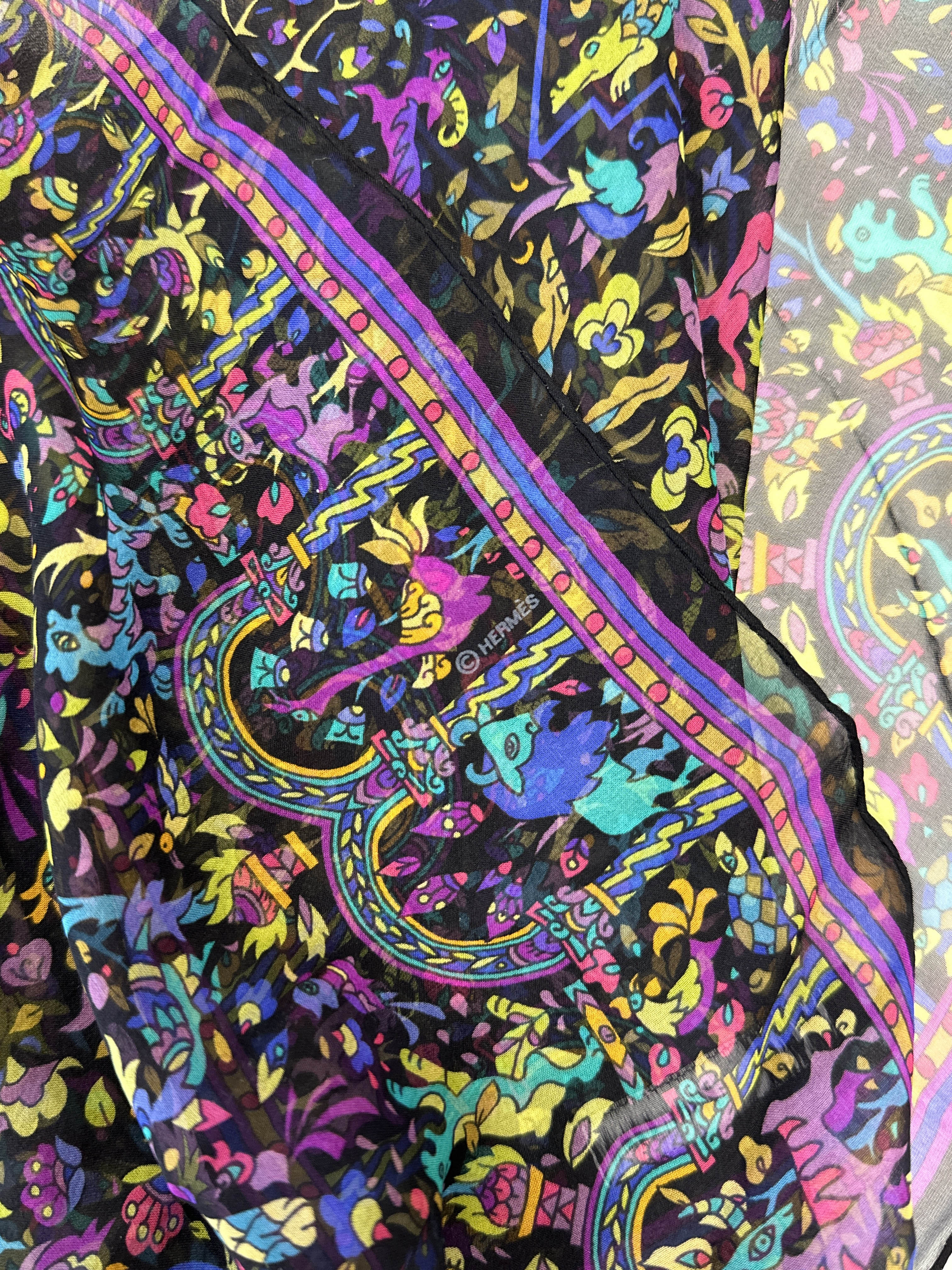 Hermès Les Jardins d'Arménie Mousseline Shawl