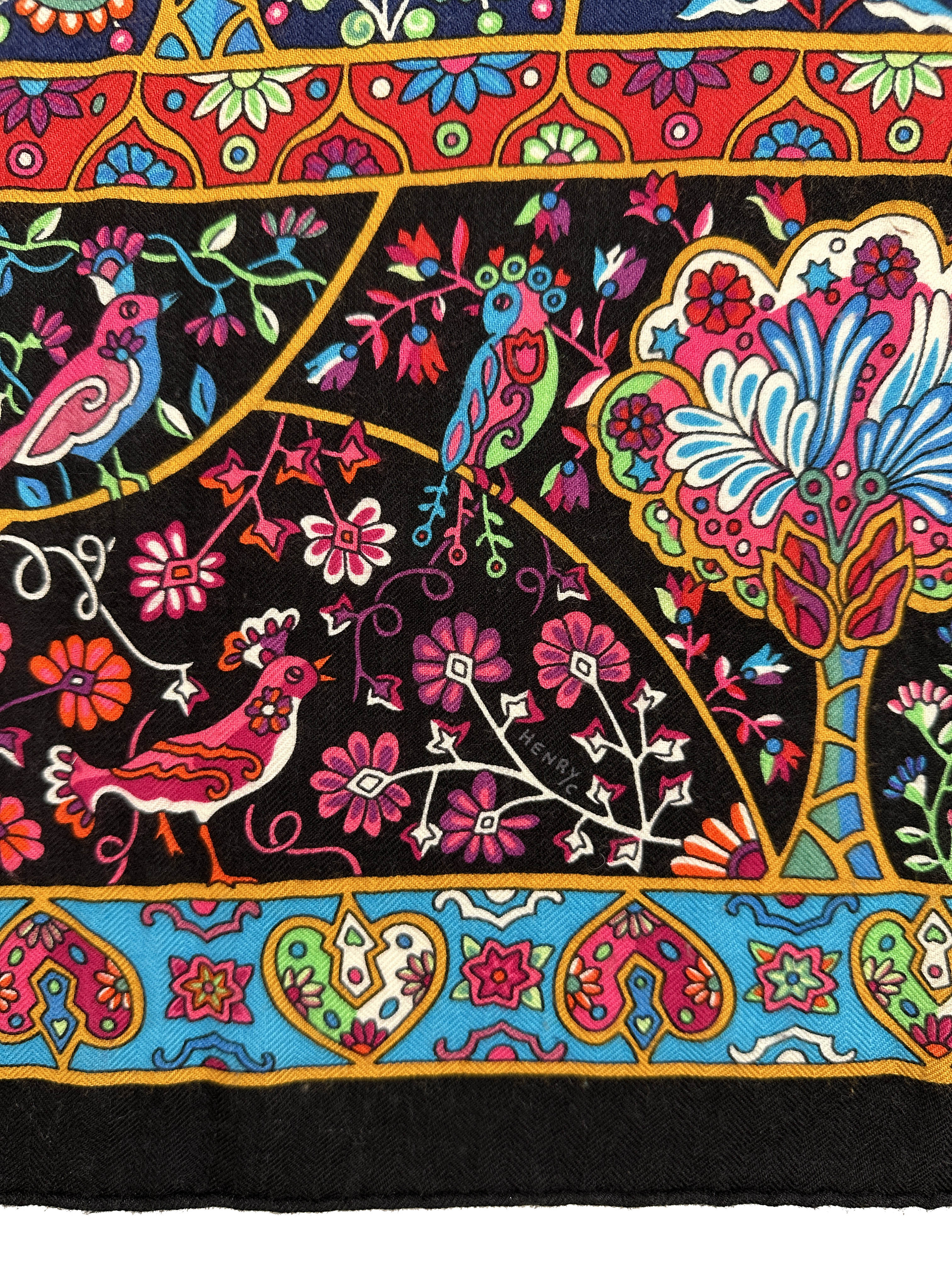 Hermès Au Pays des Oiseaux Fleurs Cashmere Silk 140