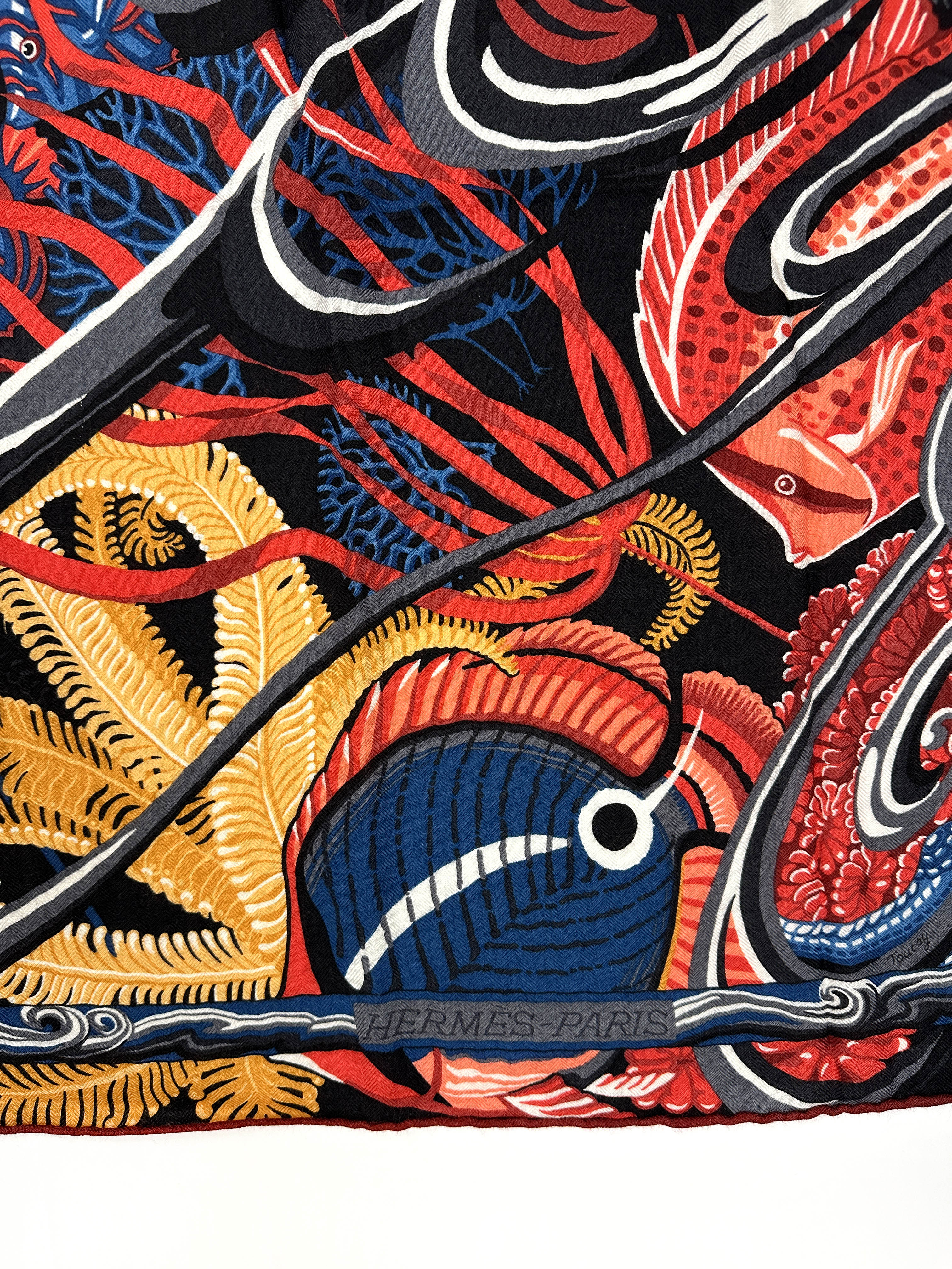 Hermès De La Mer Au Ciel Cashmere Silk 140