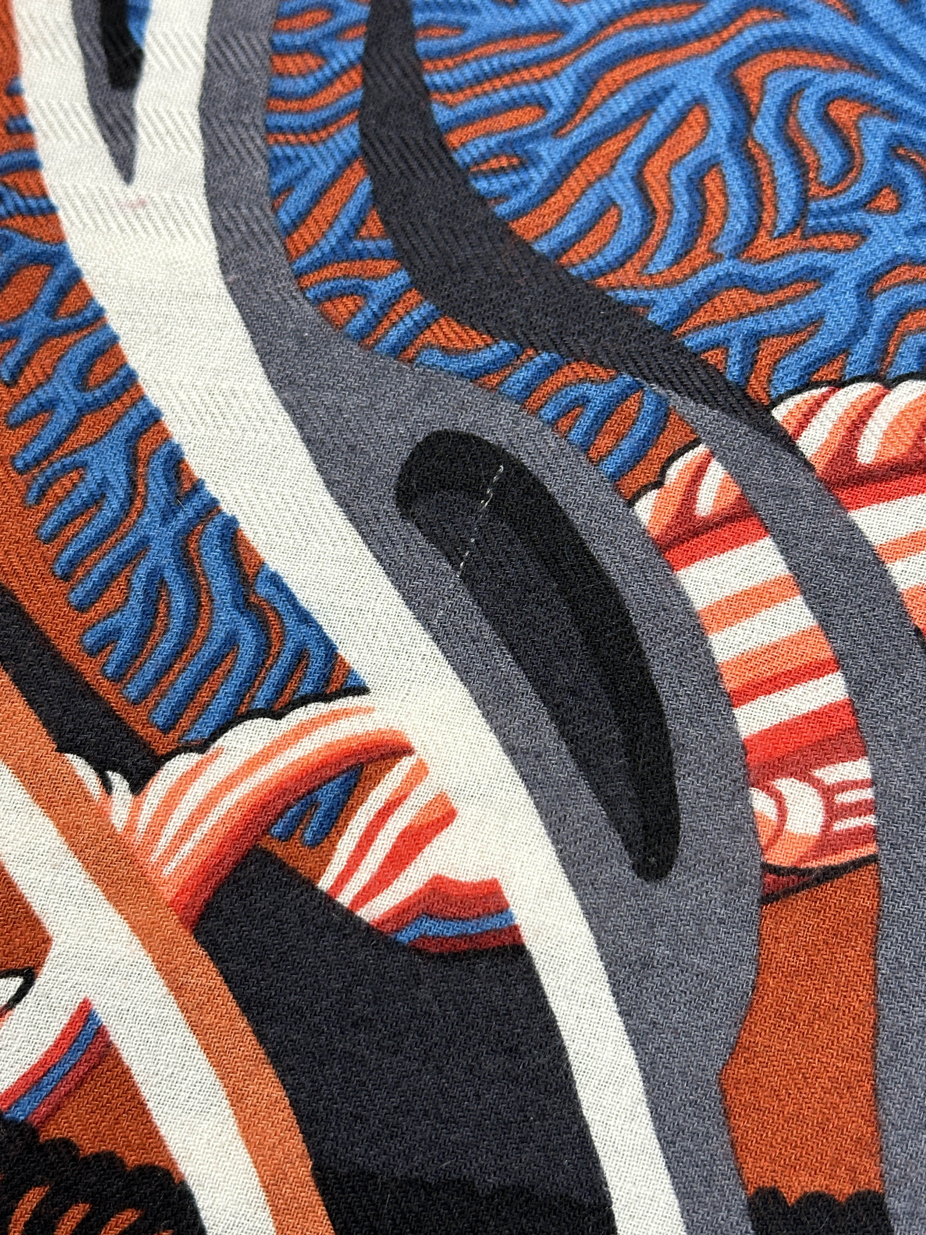 Hermès De La Mer Au Ciel Cashmere Silk 140