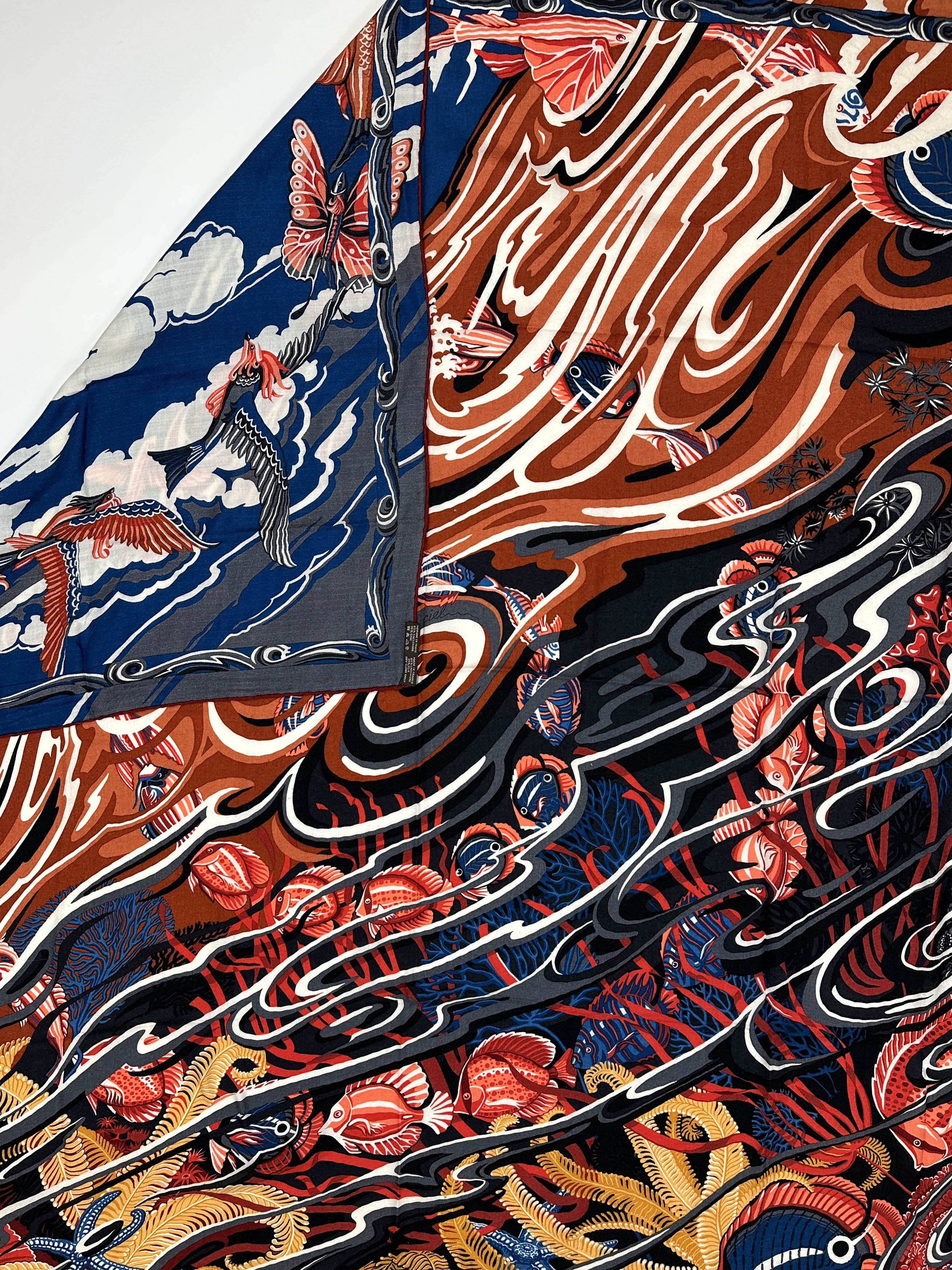 Hermès De La Mer Au Ciel Cashmere Silk 140