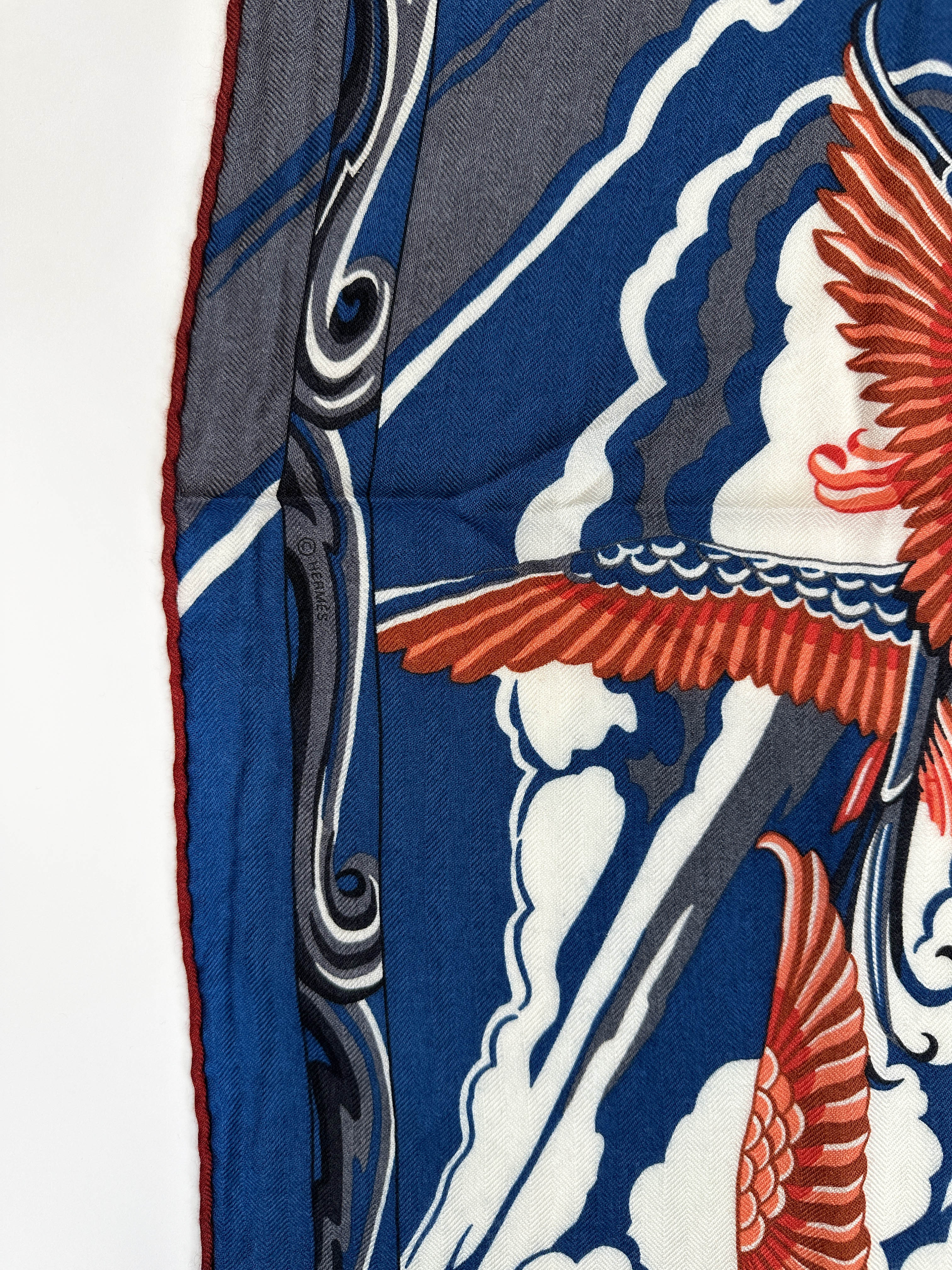 Hermès De La Mer Au Ciel Cashmere Silk 140