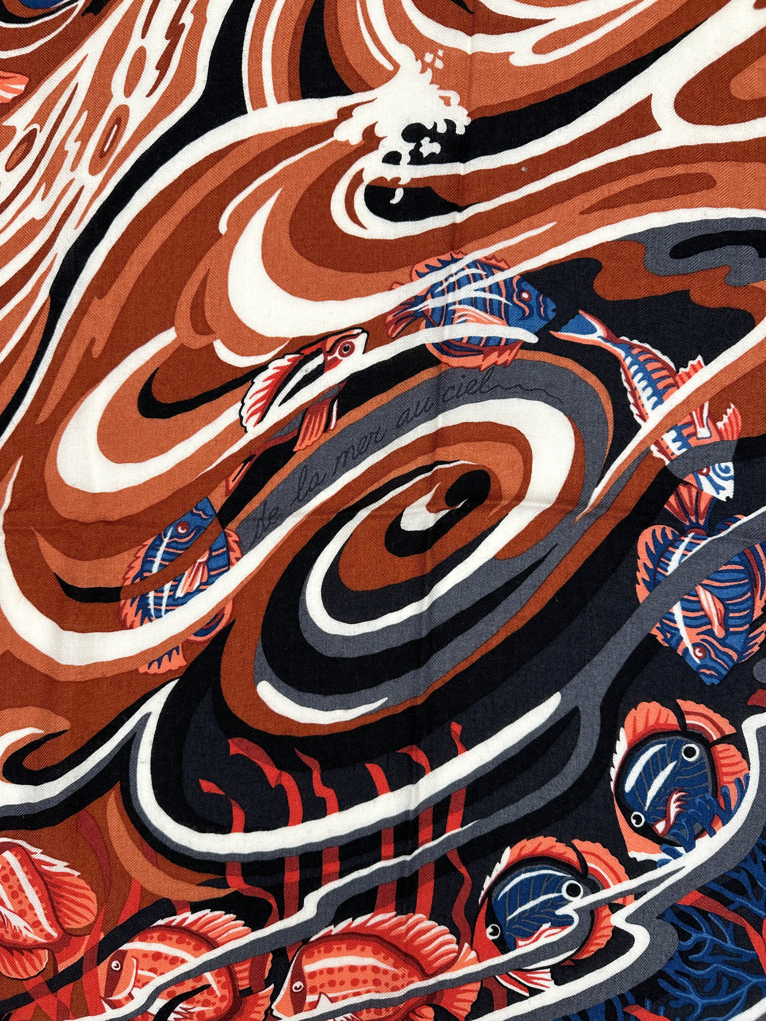 Hermès De La Mer Au Ciel Cashmere Silk 140