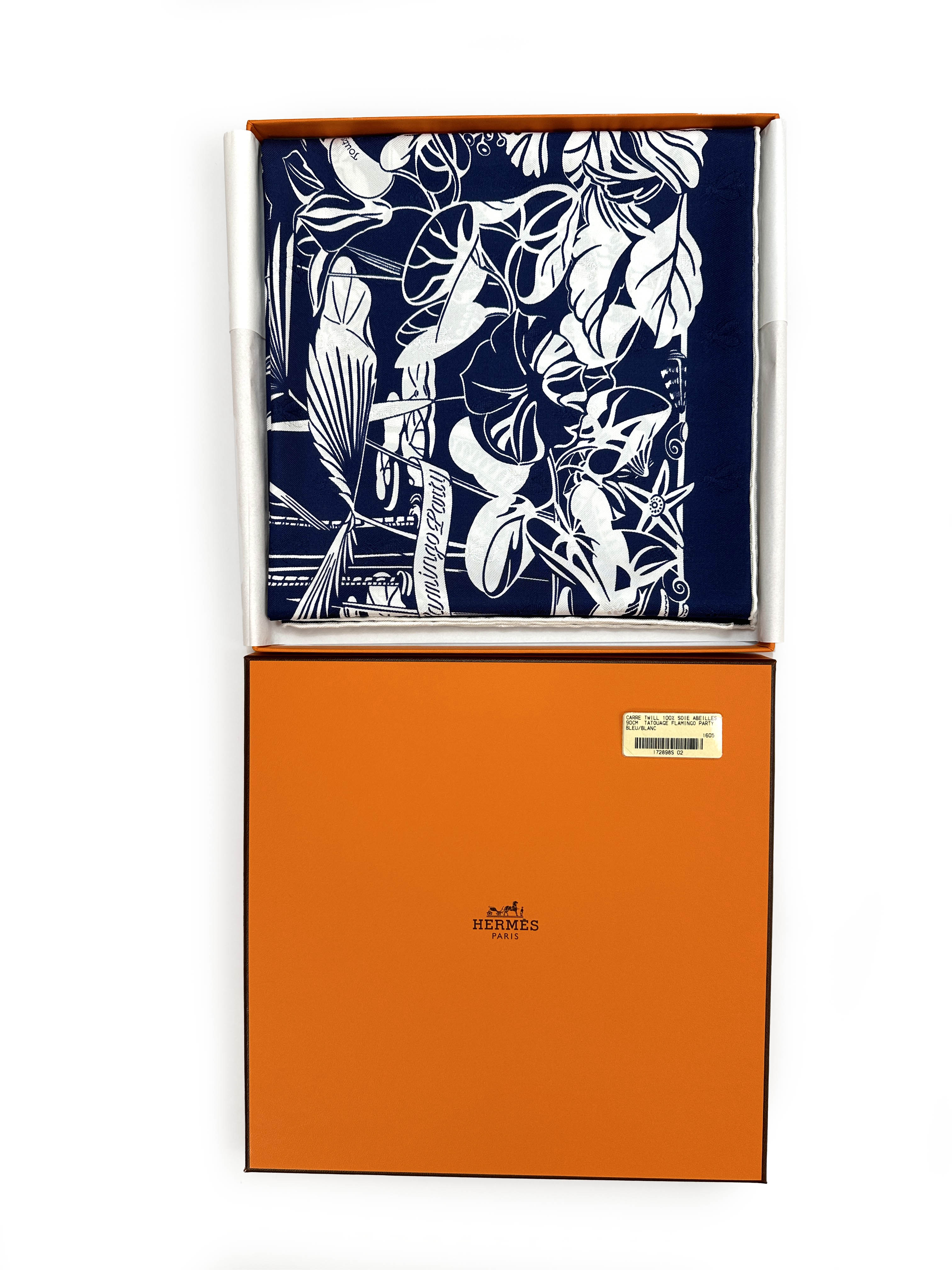 Hermès Flamingo Party Tatouage Jacquard 90