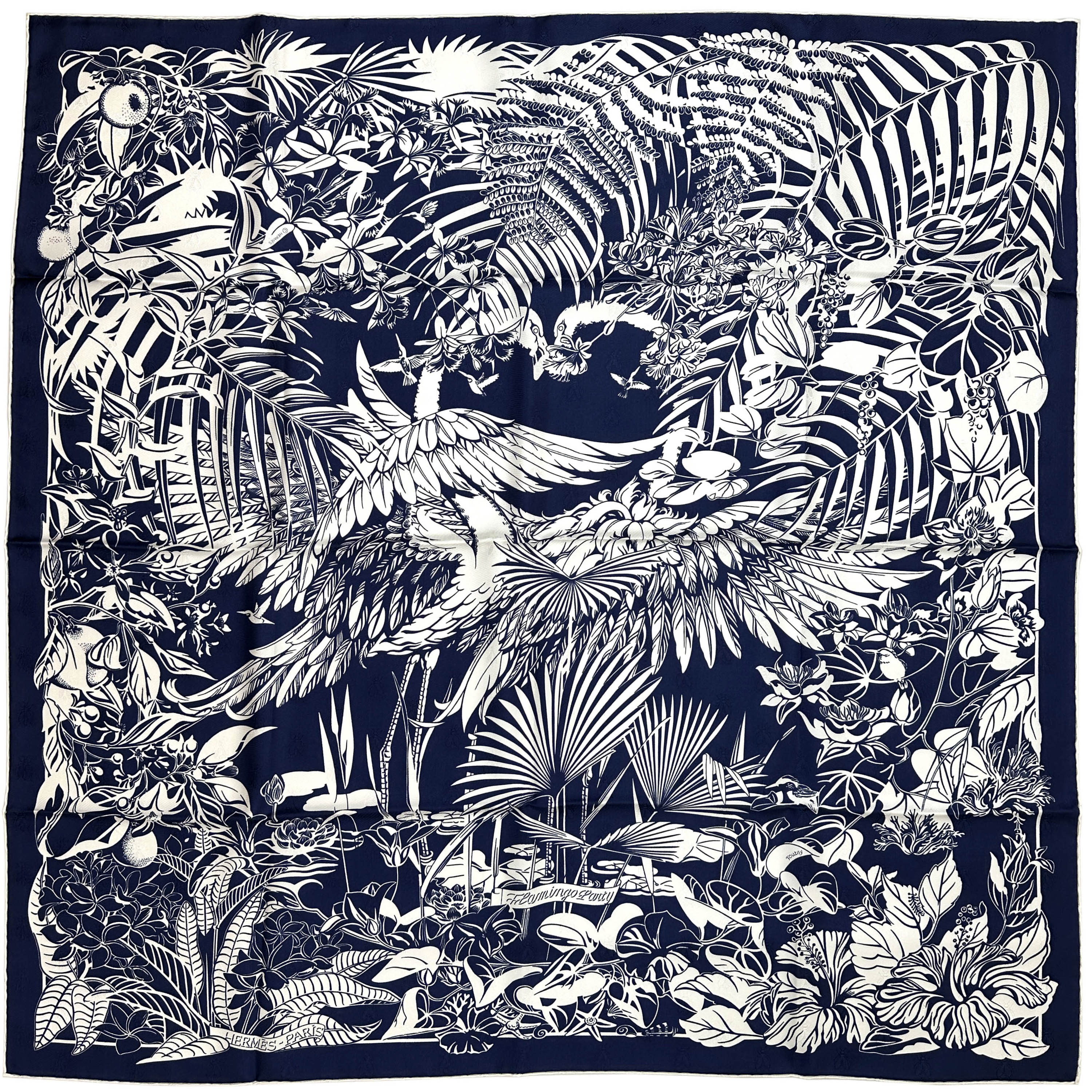 Hermès Flamingo Party Tatouage Jacquard 90