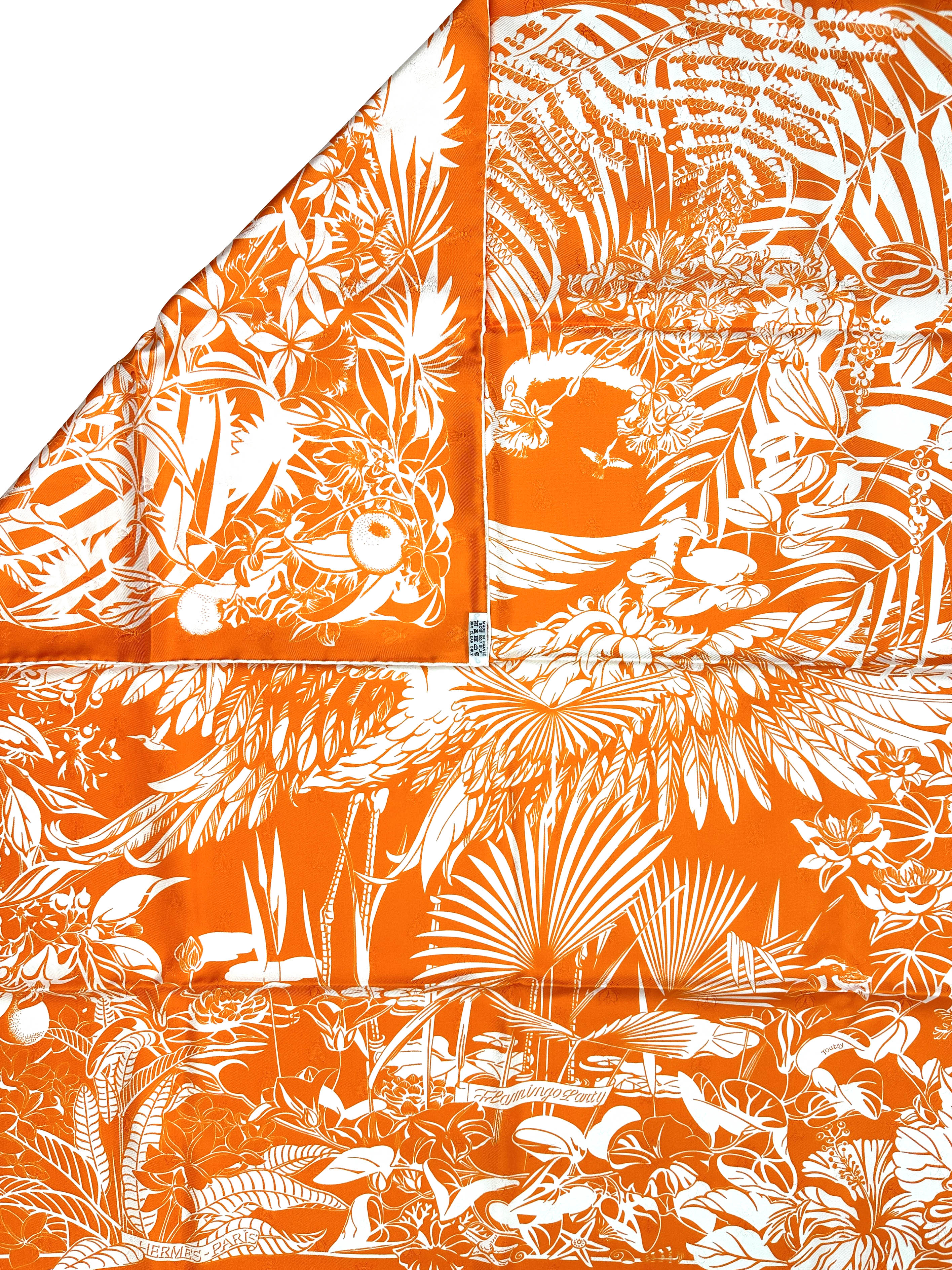 Hermès Flamingo Party Tatouage Jacquard 90