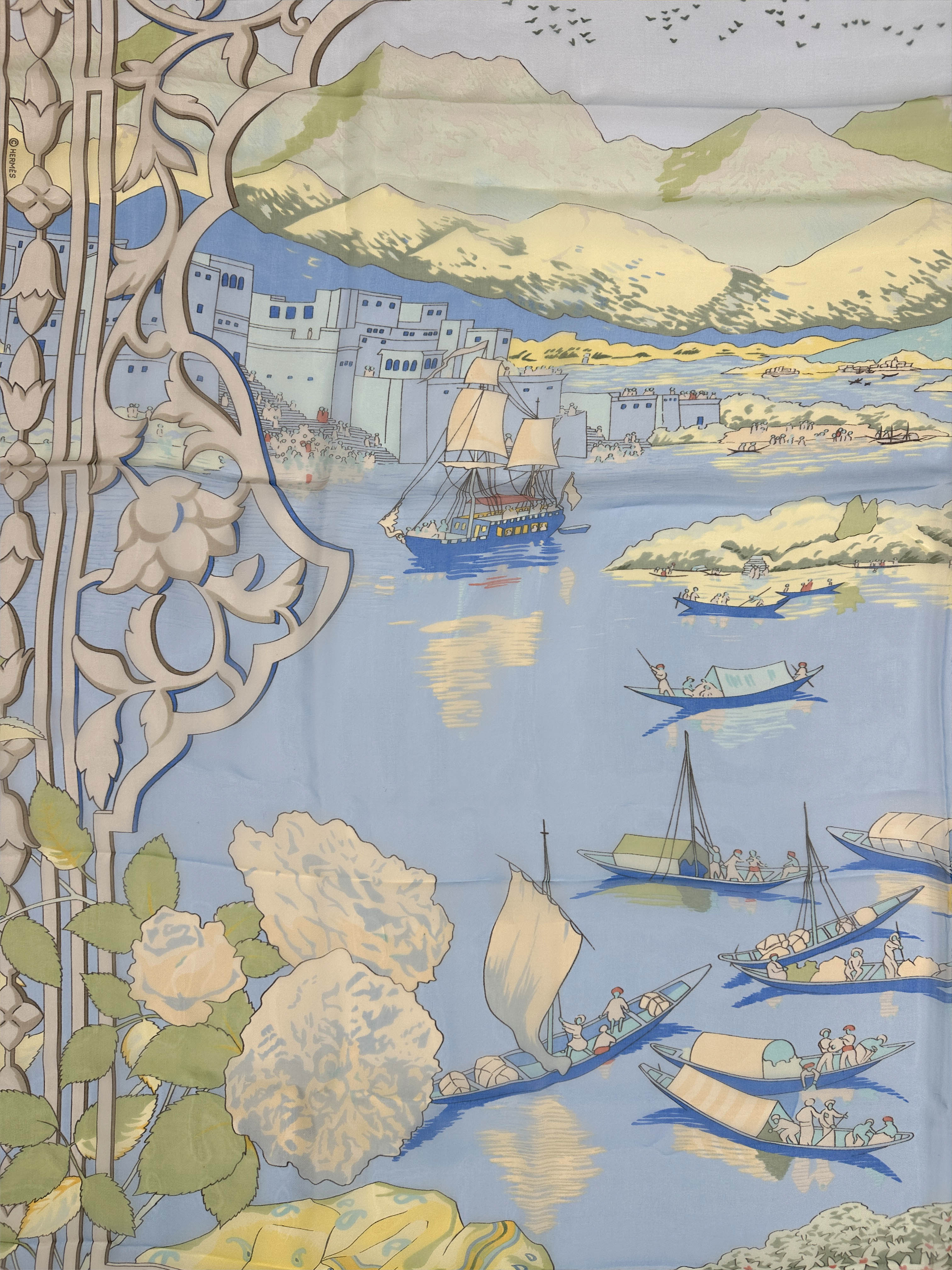 Hermès Le Fleuve Sacre Mousseline 140