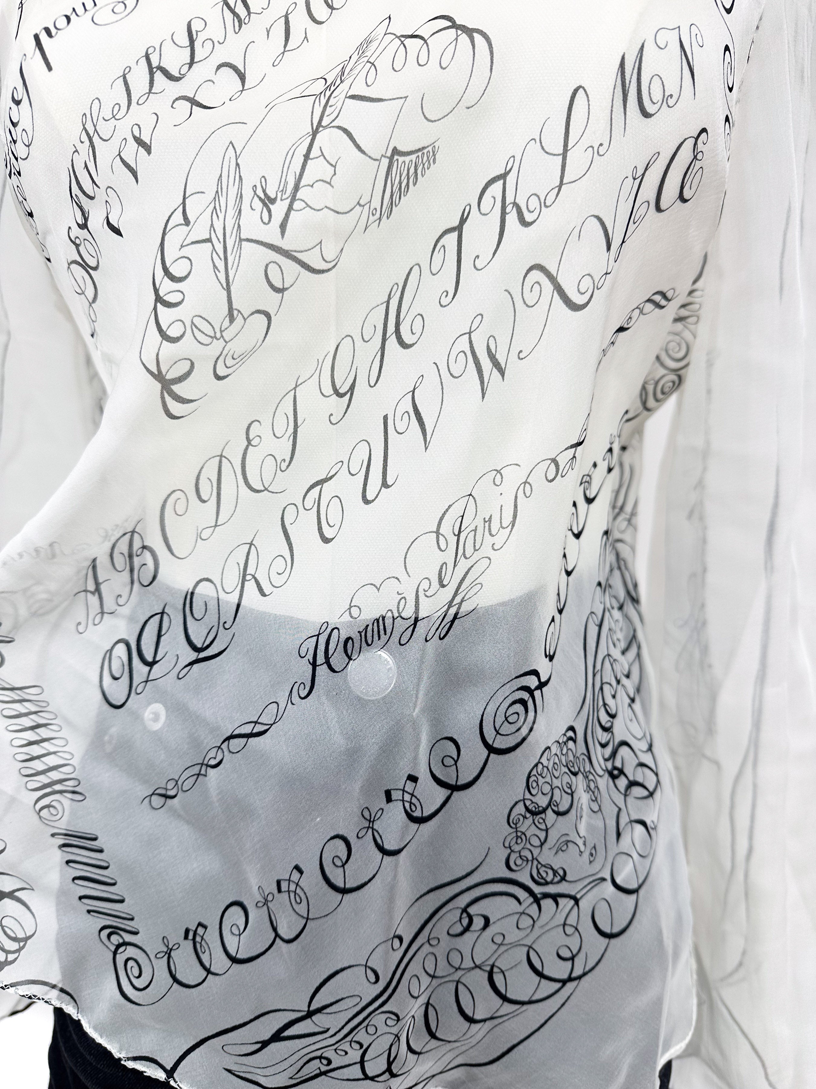 Hermès L'Art d'Ecrire Mousseline Top