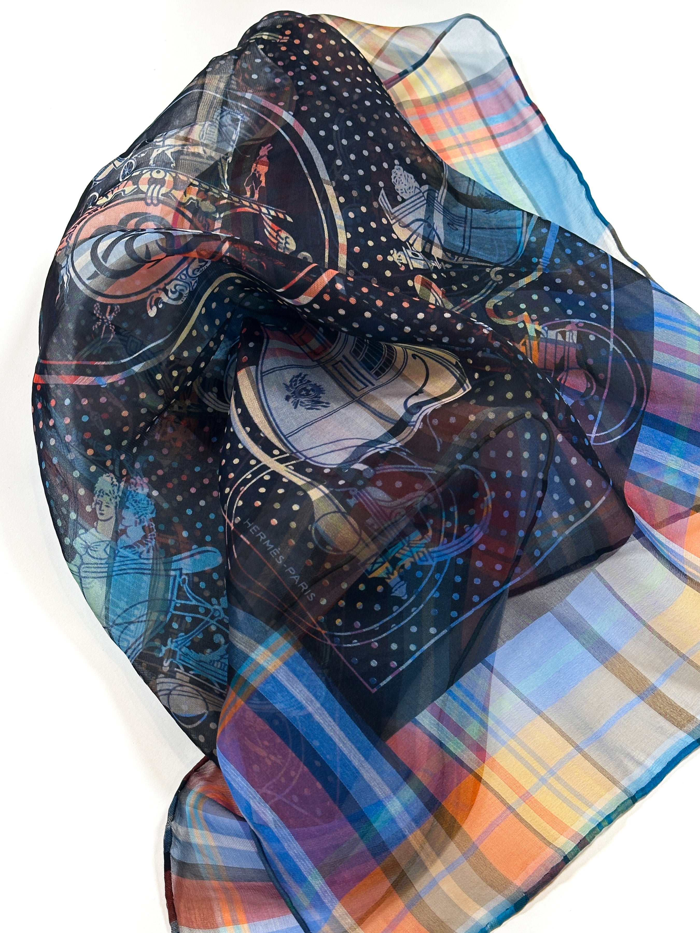 Hermès Madras Ex-Libris Bandana Mousseline 55