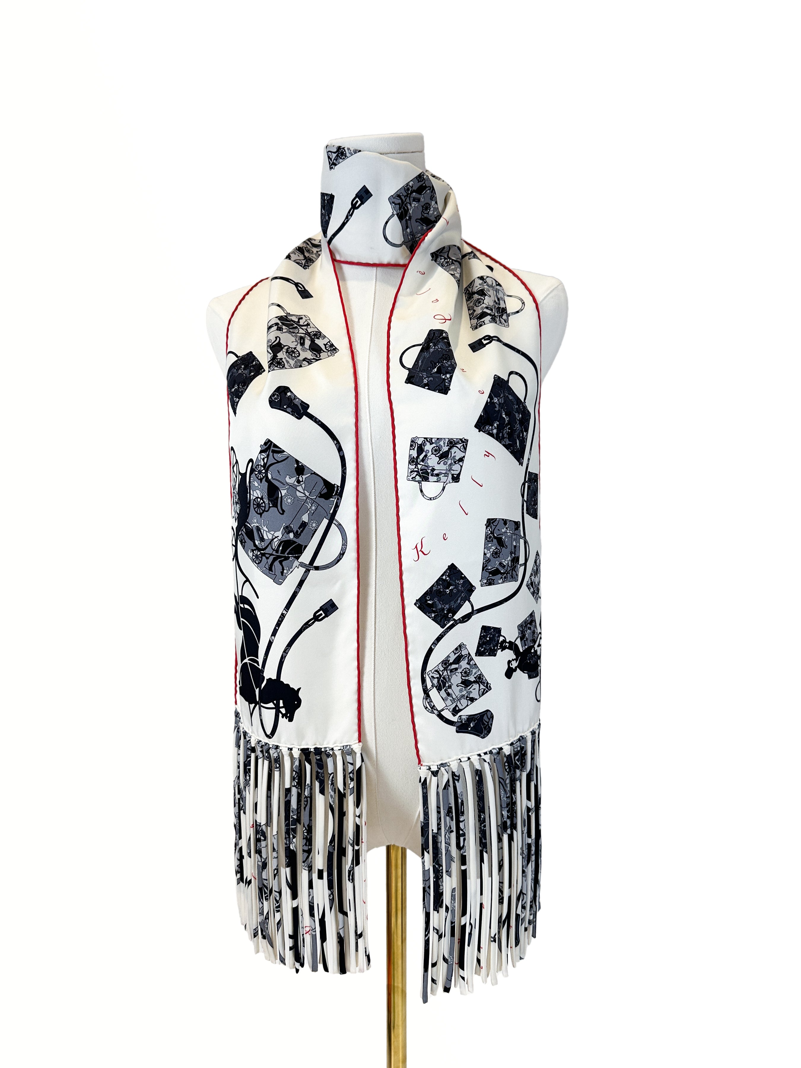 Hermès Kelly en Caleche Fringe Shawl
