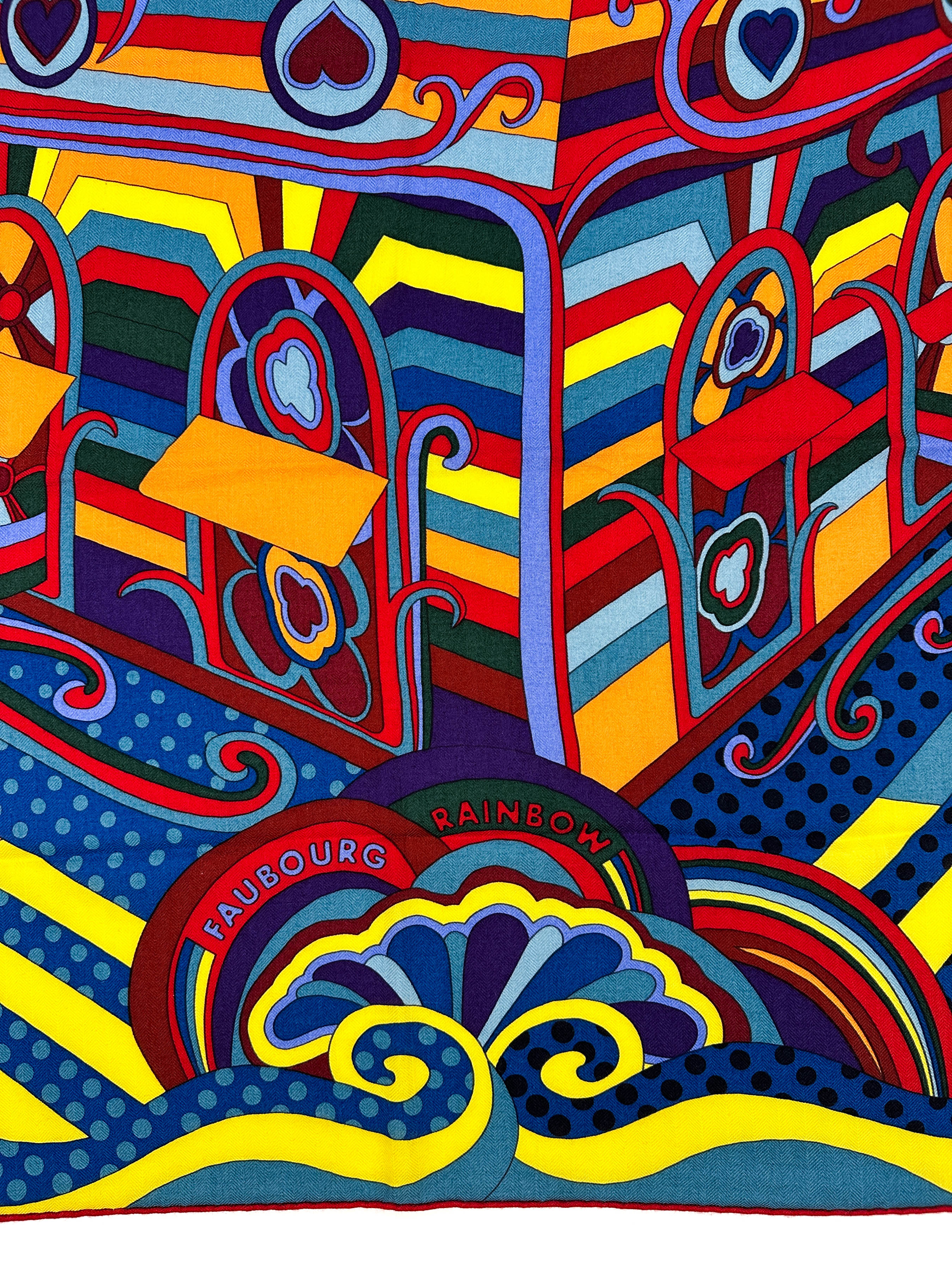 Hermès Faubourg Rainbow Cashmere Silk 140