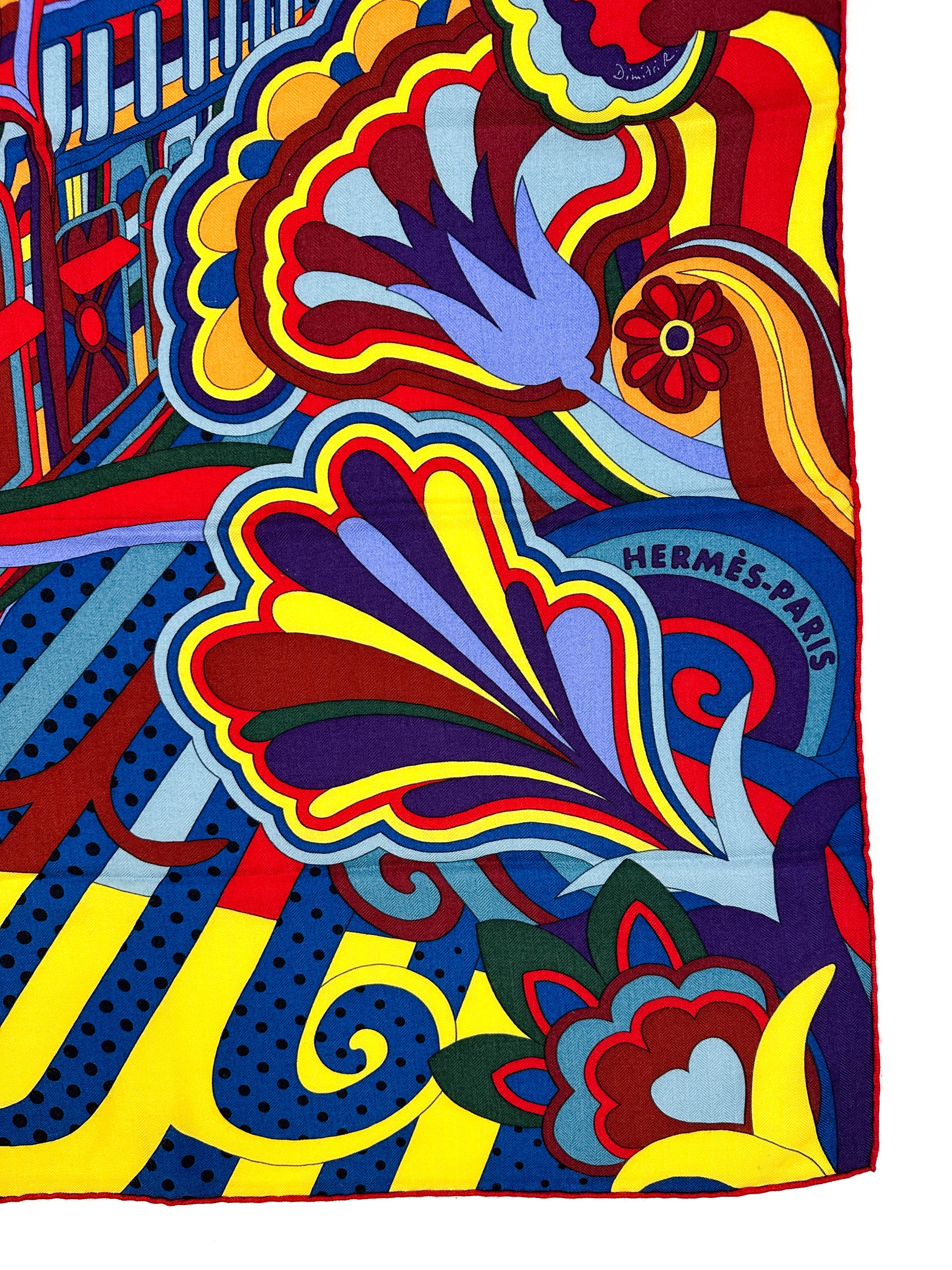 Hermès Faubourg Rainbow Cashmere Silk 140