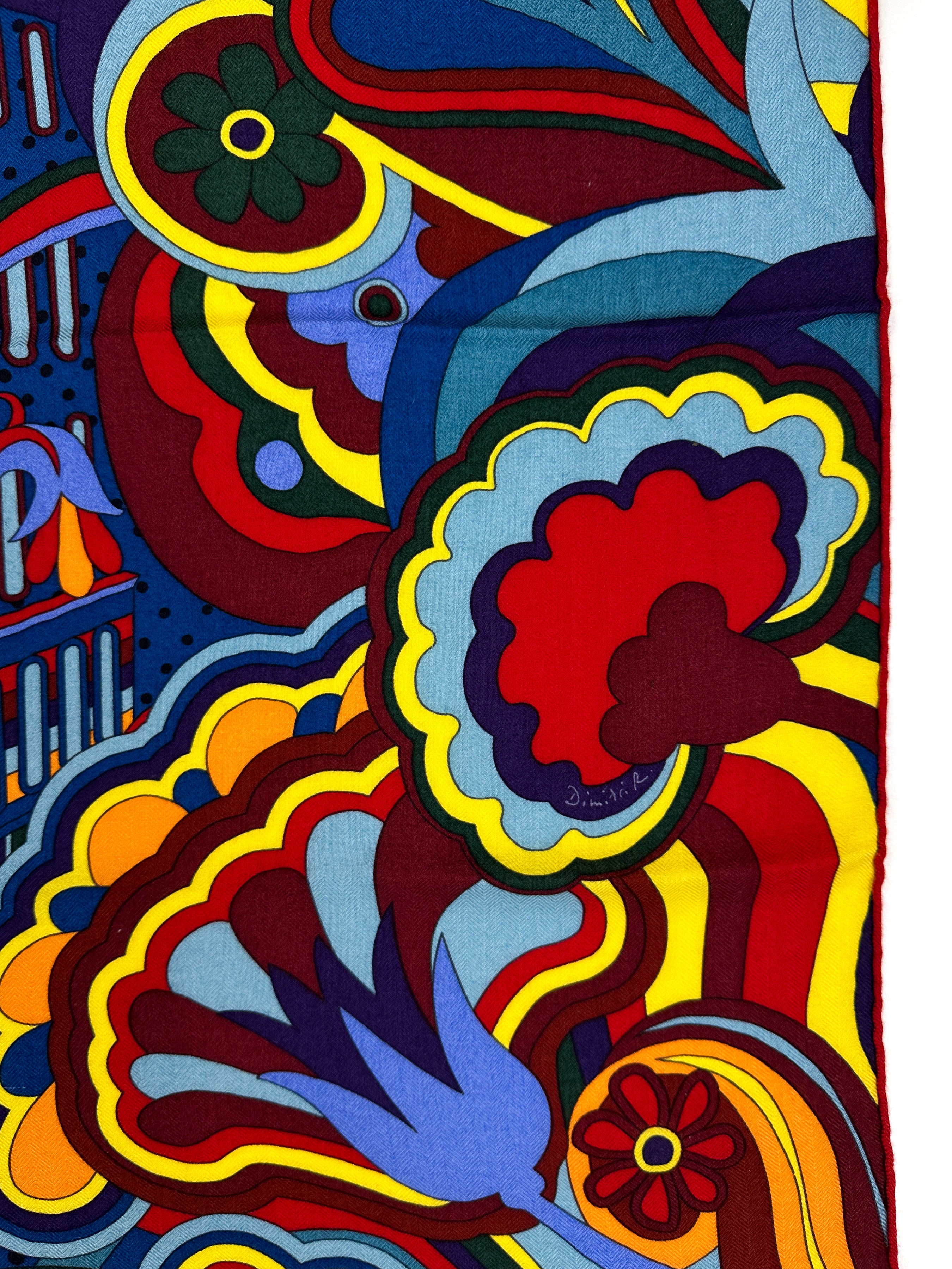 Hermès Faubourg Rainbow Cashmere Silk 140