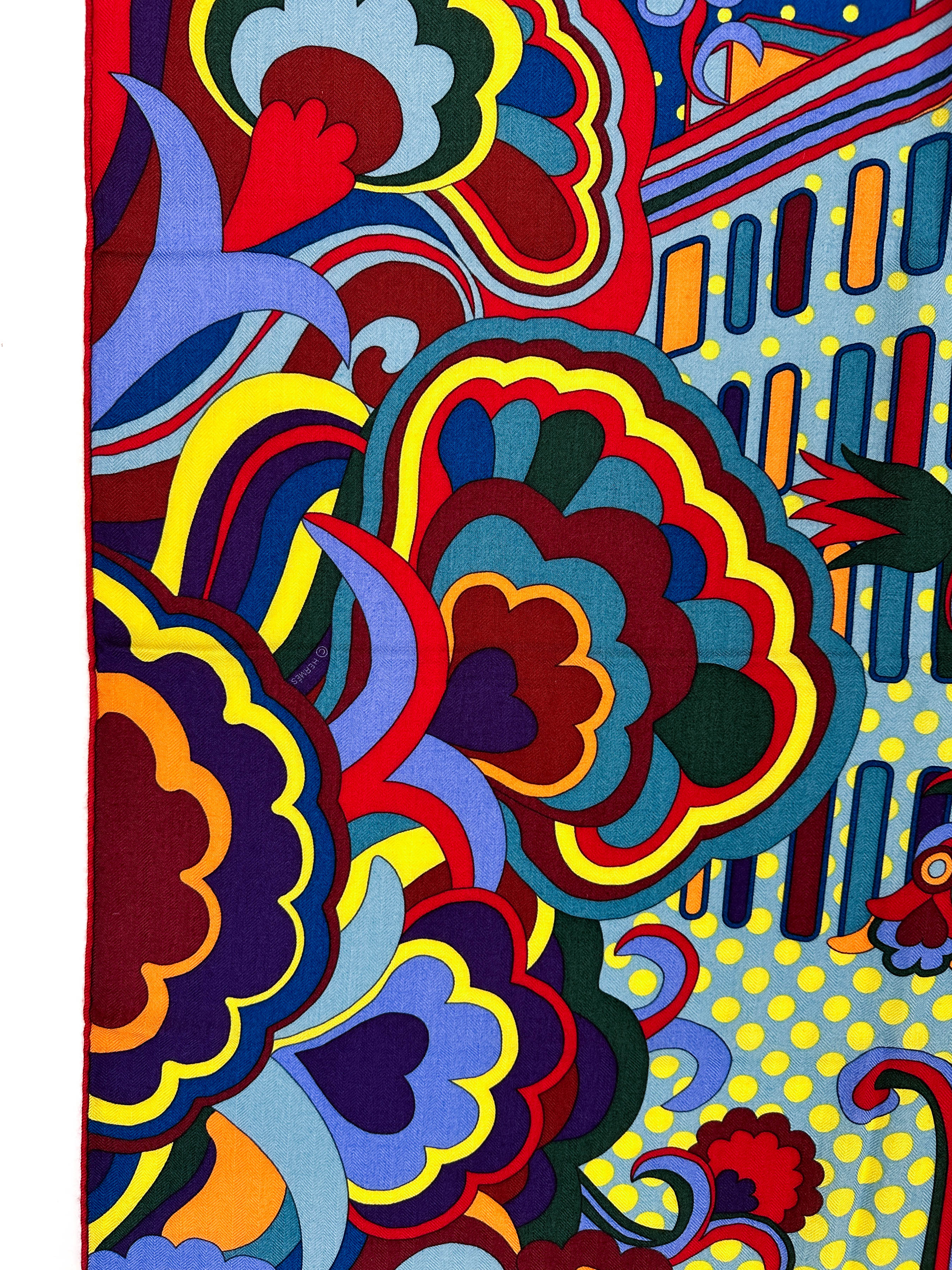 Hermès Faubourg Rainbow Cashmere Silk 140