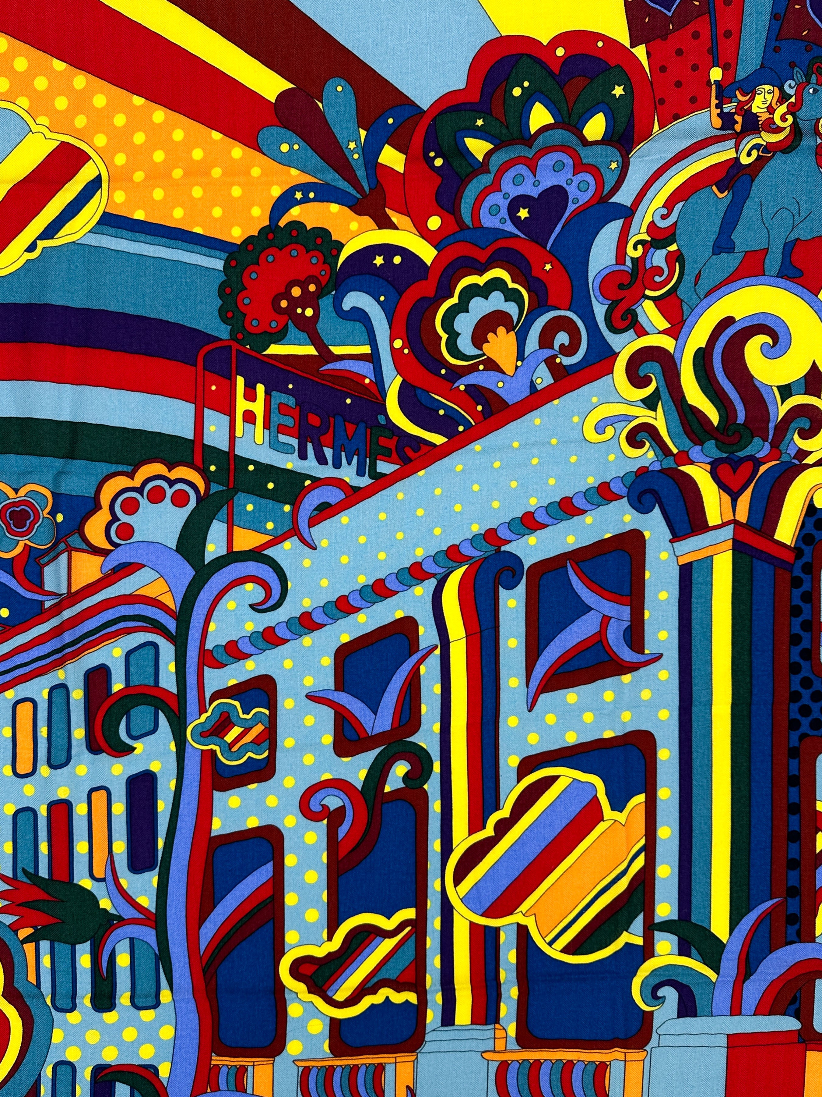 Hermès Faubourg Rainbow Cashmere Silk 140