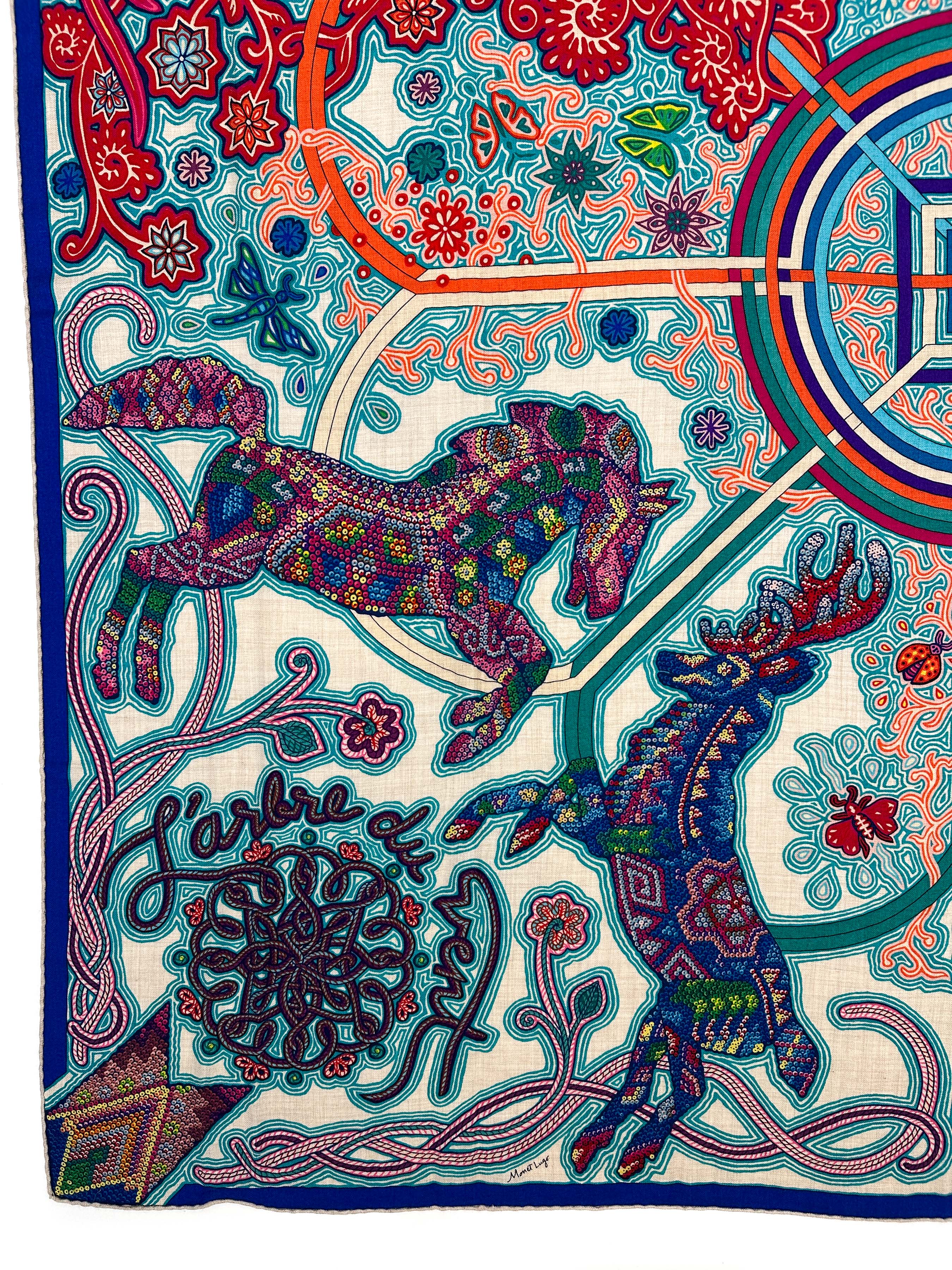 Hermès L'Arbre du Vent Cashmere Silk 140