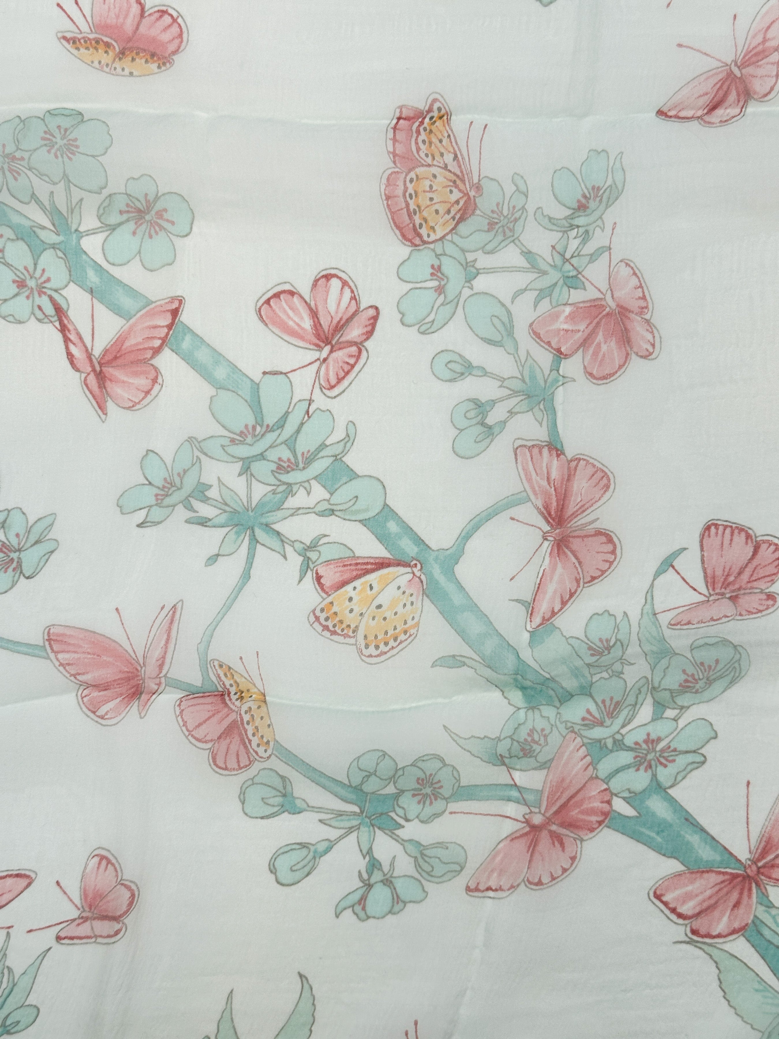 Hermès Vol Amoureux des Azurés Mousseline Shawl