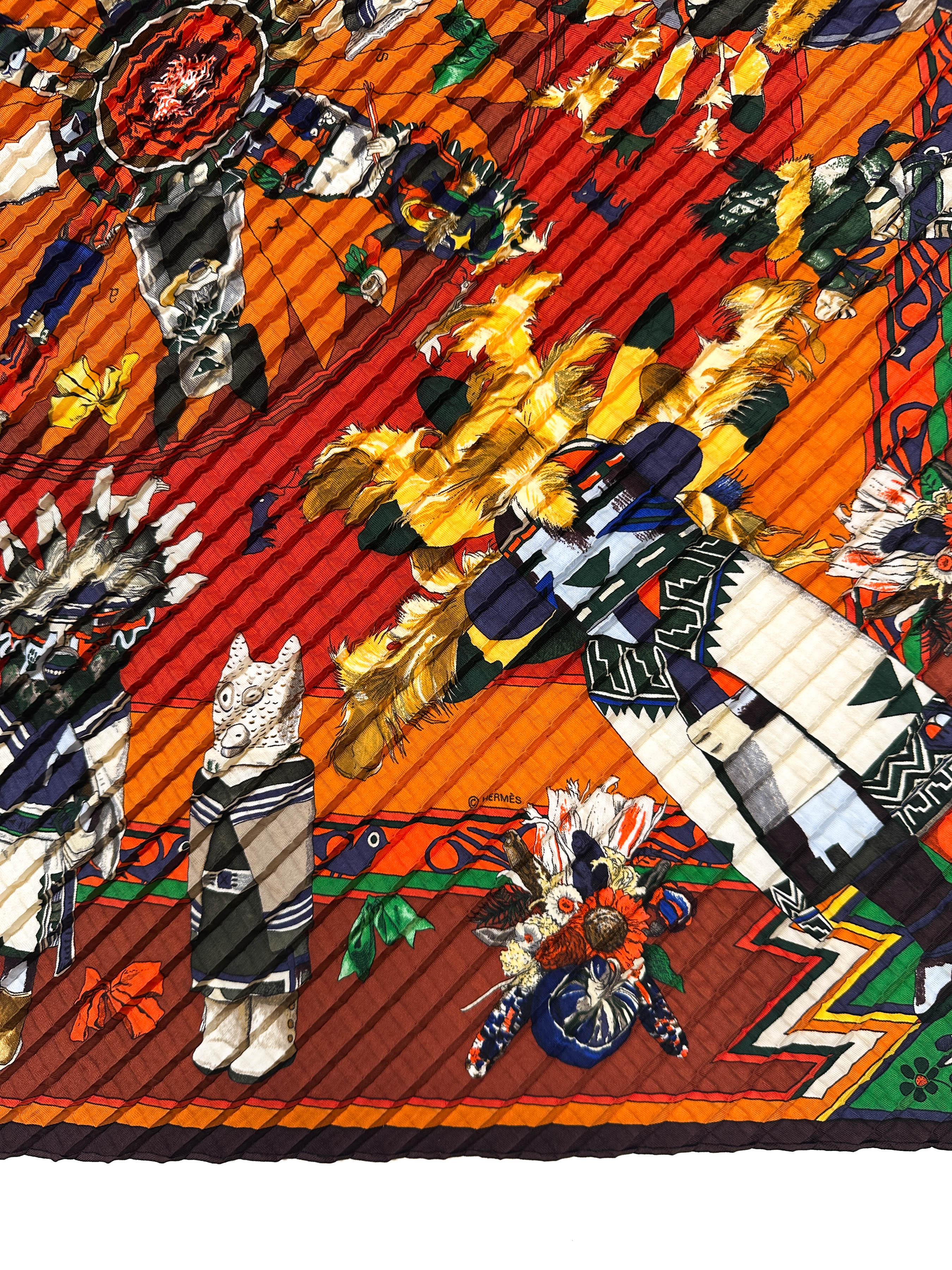 Hermès Kachinas Mosaic Plissé 90