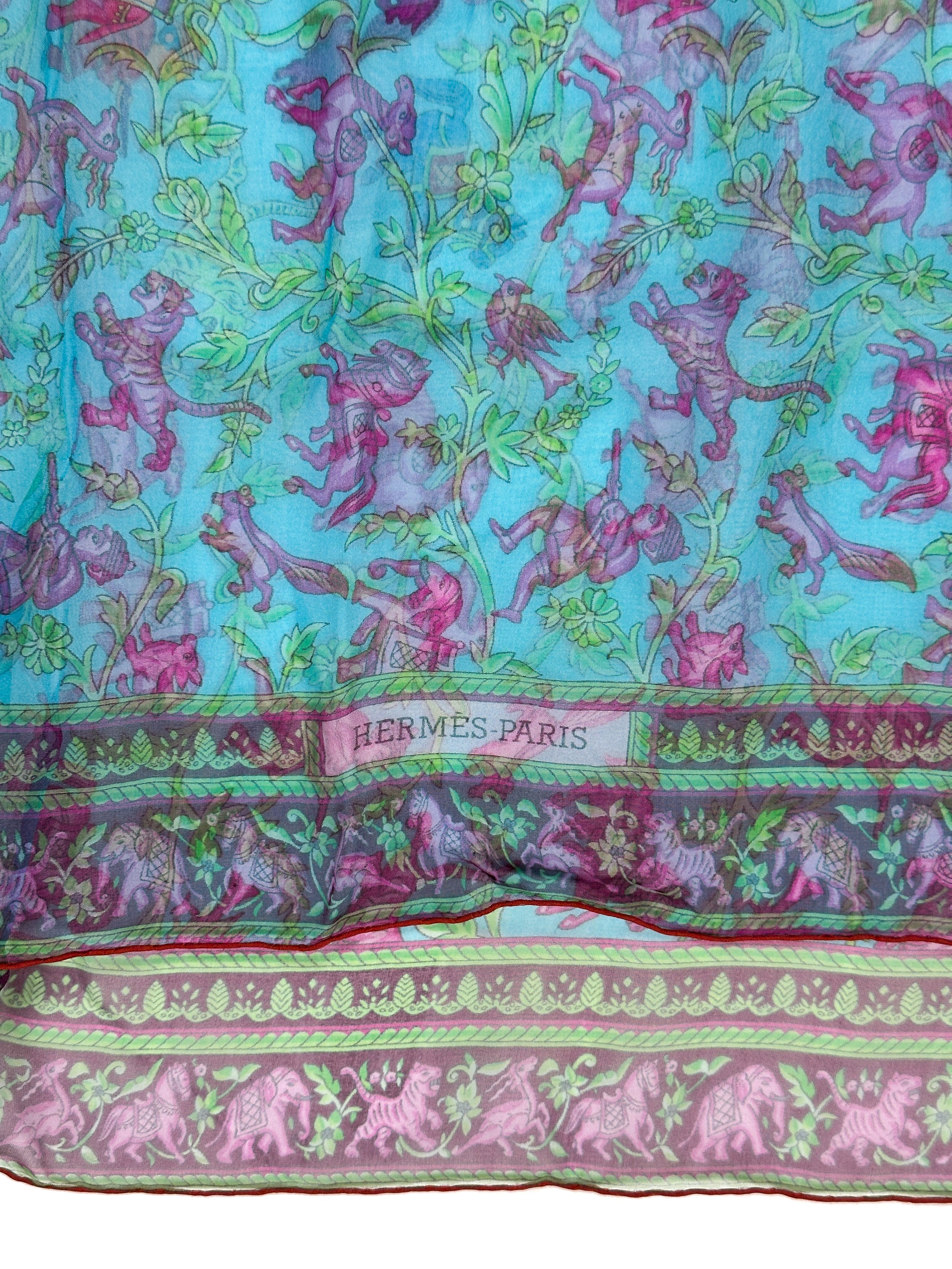 Hermès Chasse en Inde Mousseline Shawl