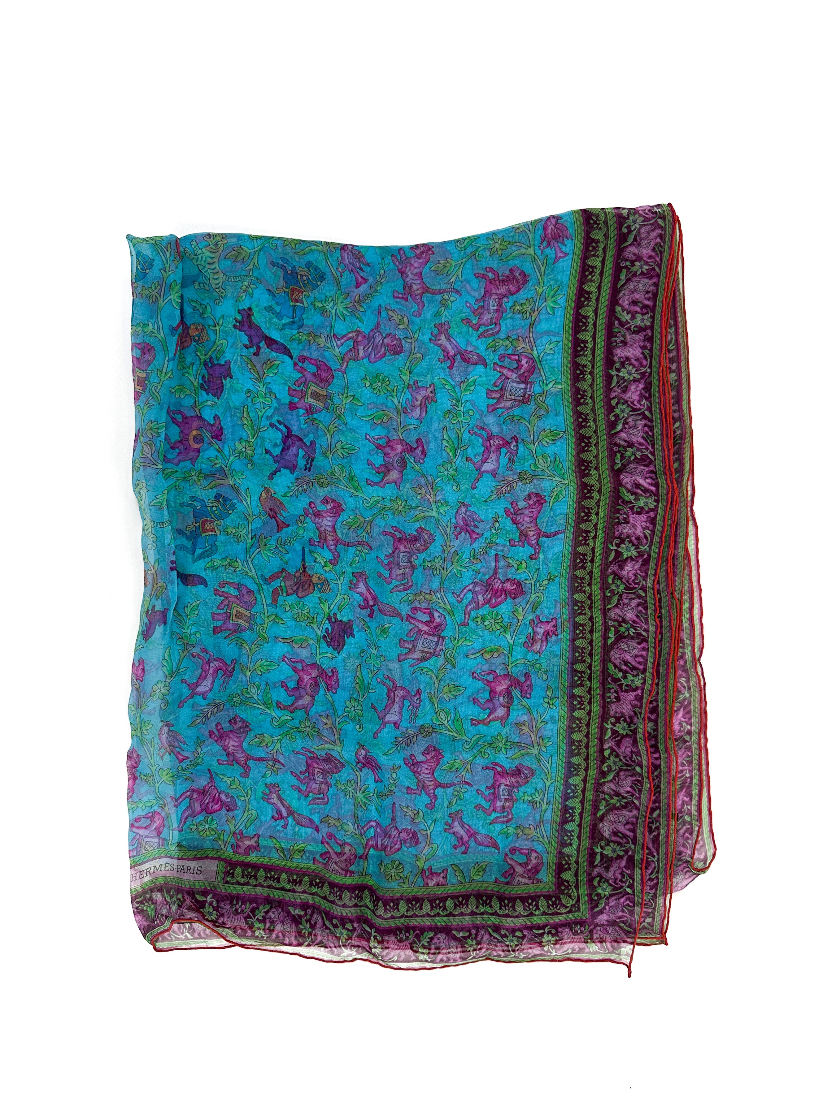 Hermès Chasse en Inde Mousseline Shawl
