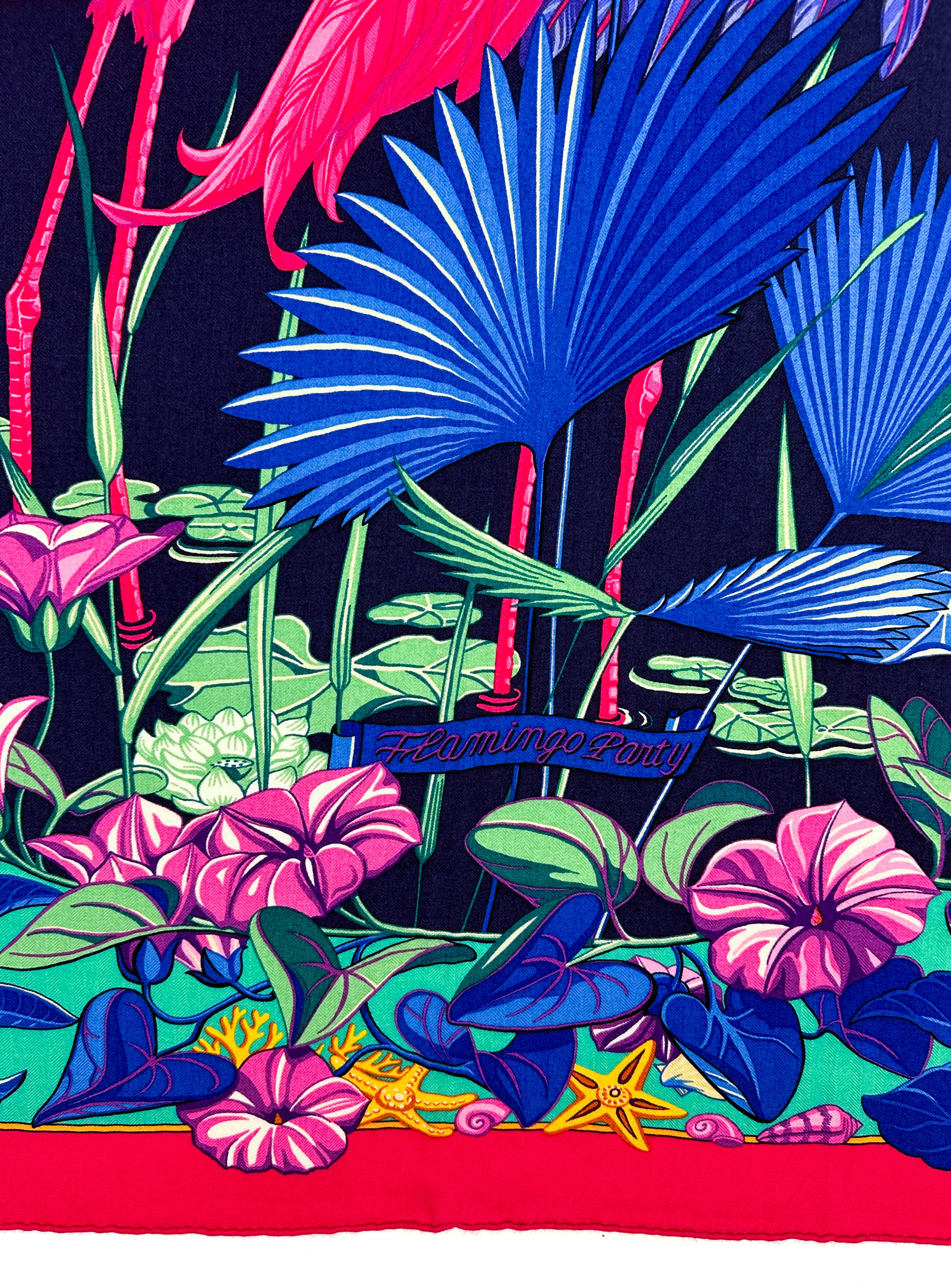 Hermès Flamingo Party Cashmere Silk 140