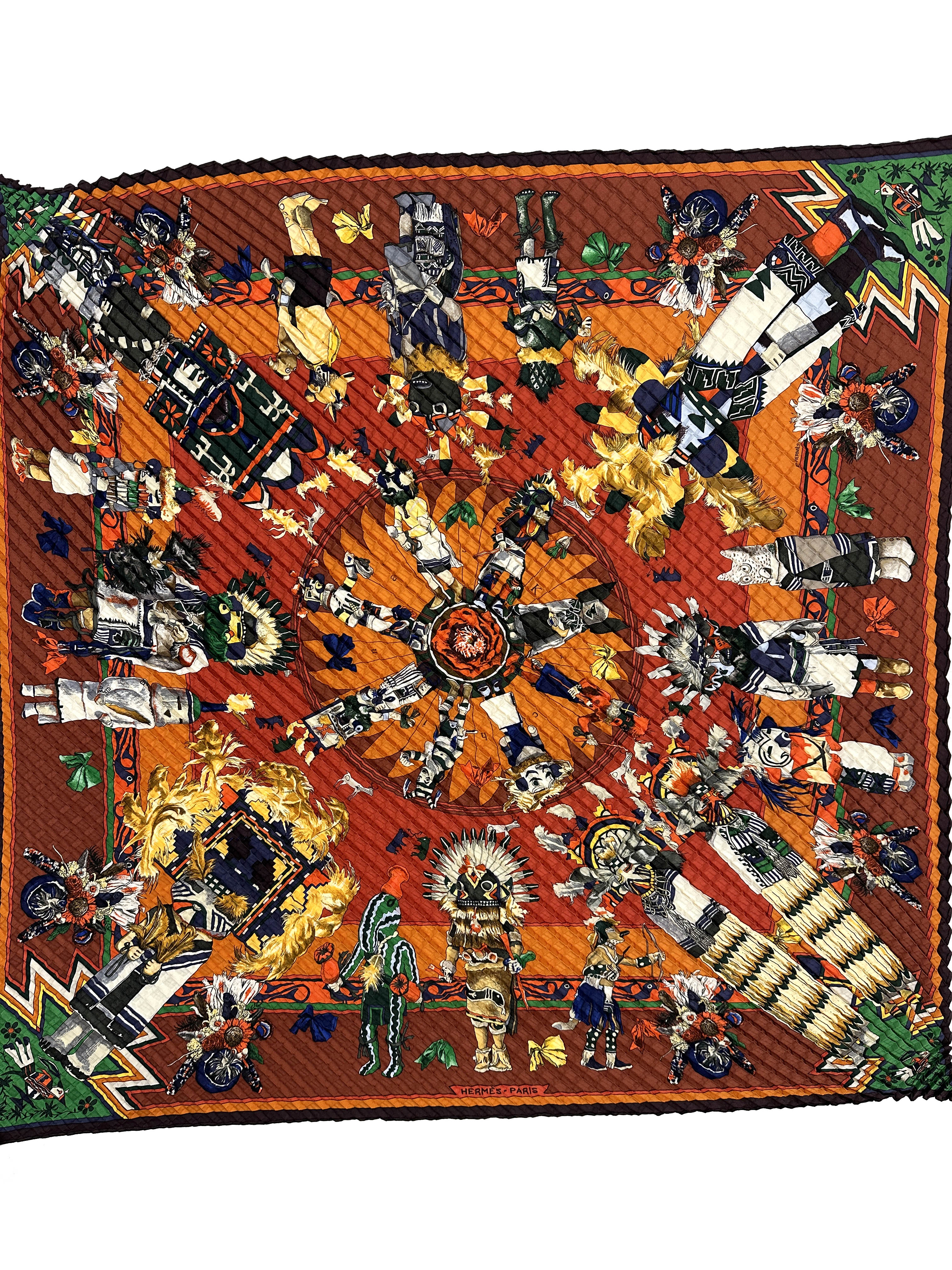 Hermès Kachinas Mosaic Plissé 90