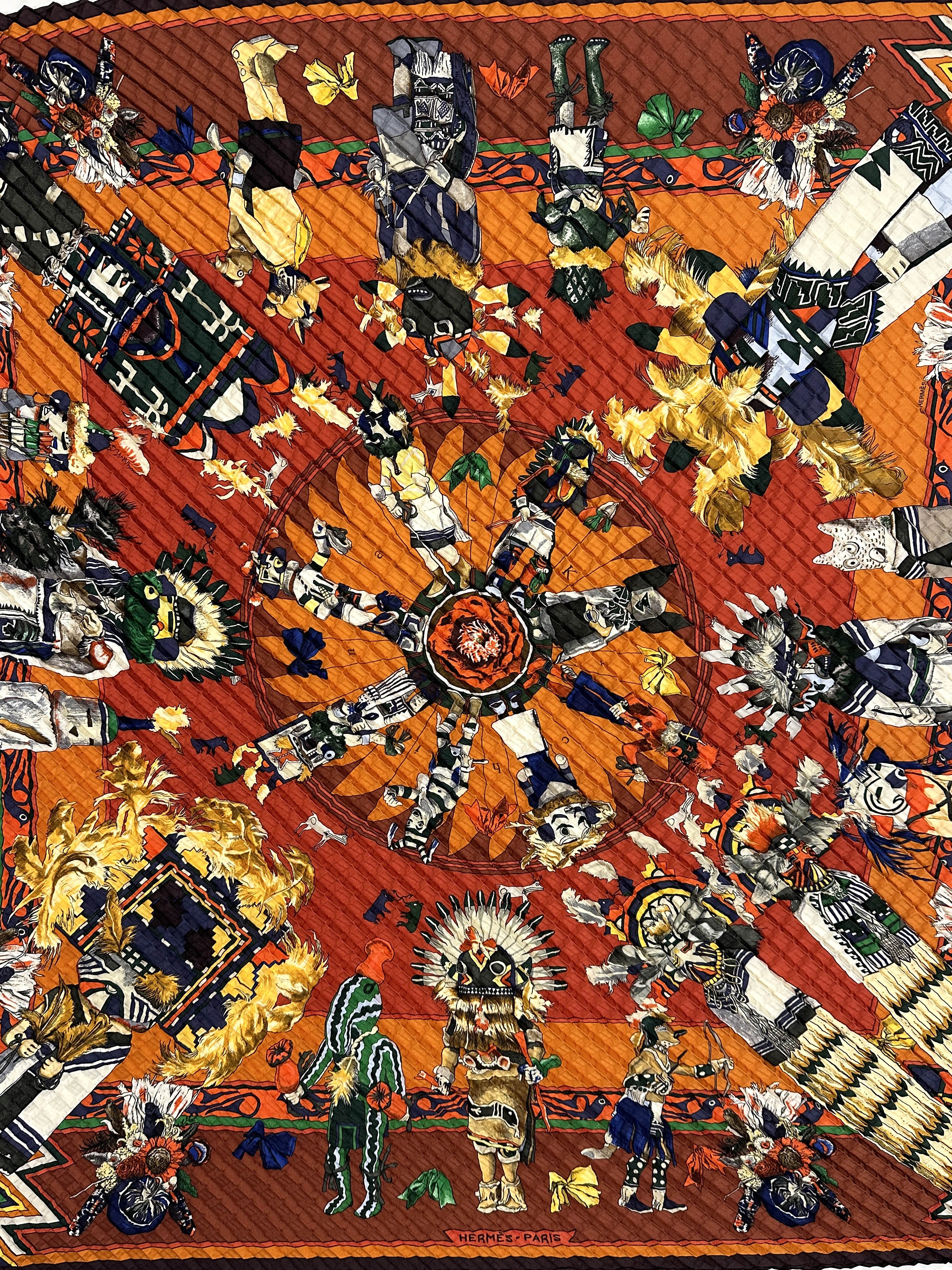 Hermès Kachinas Mosaic Plissé 90