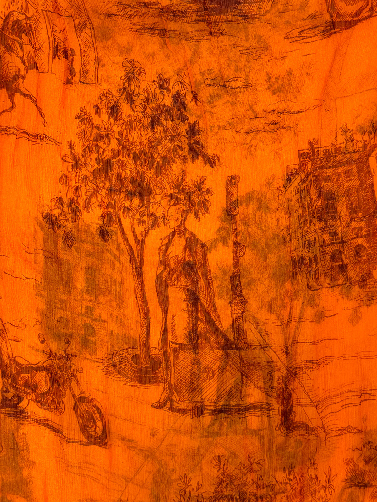 Hermès Toile H Crimped Fringed Shawl
