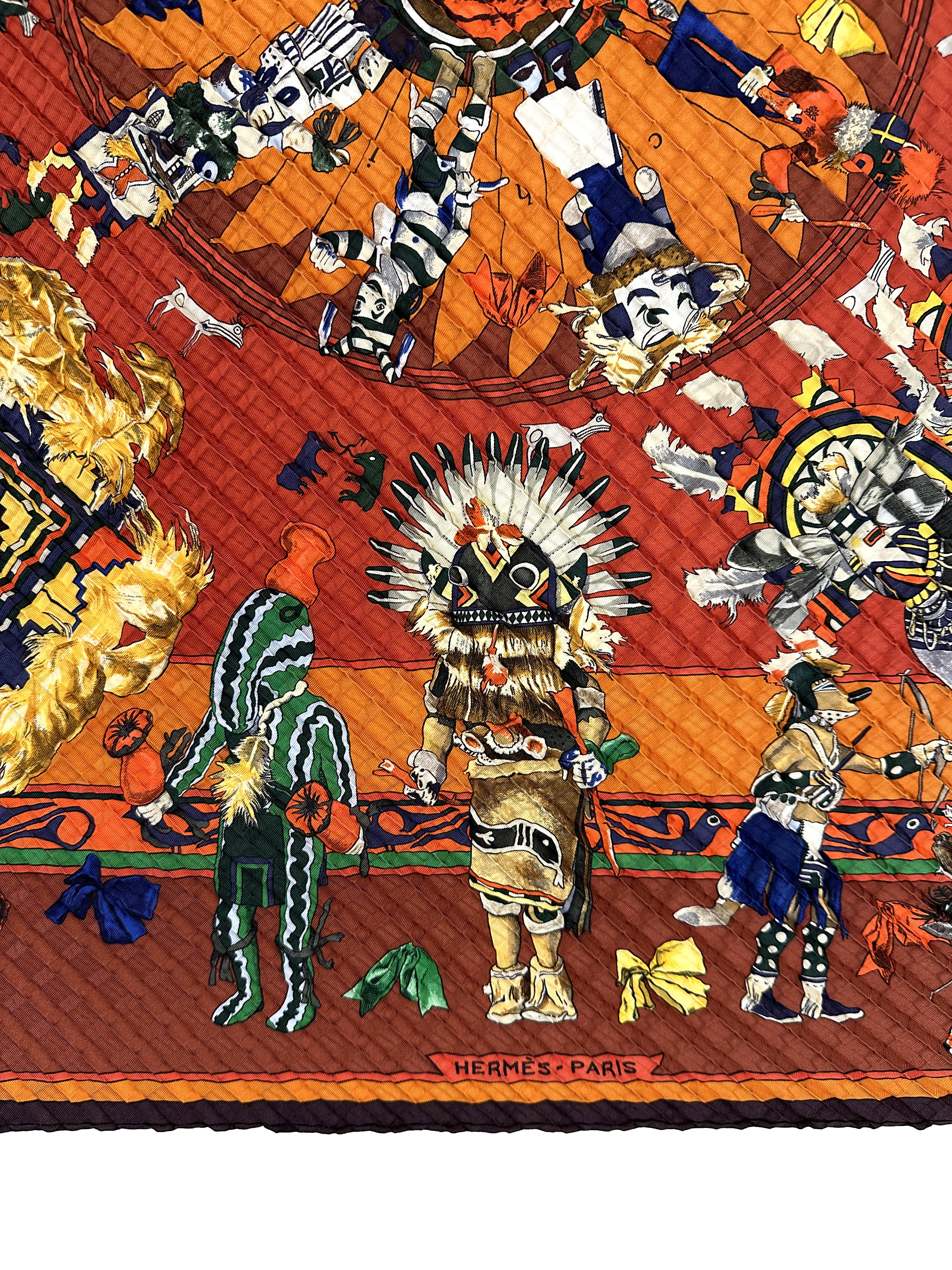 Hermès Kachinas Mosaic Plissé 90