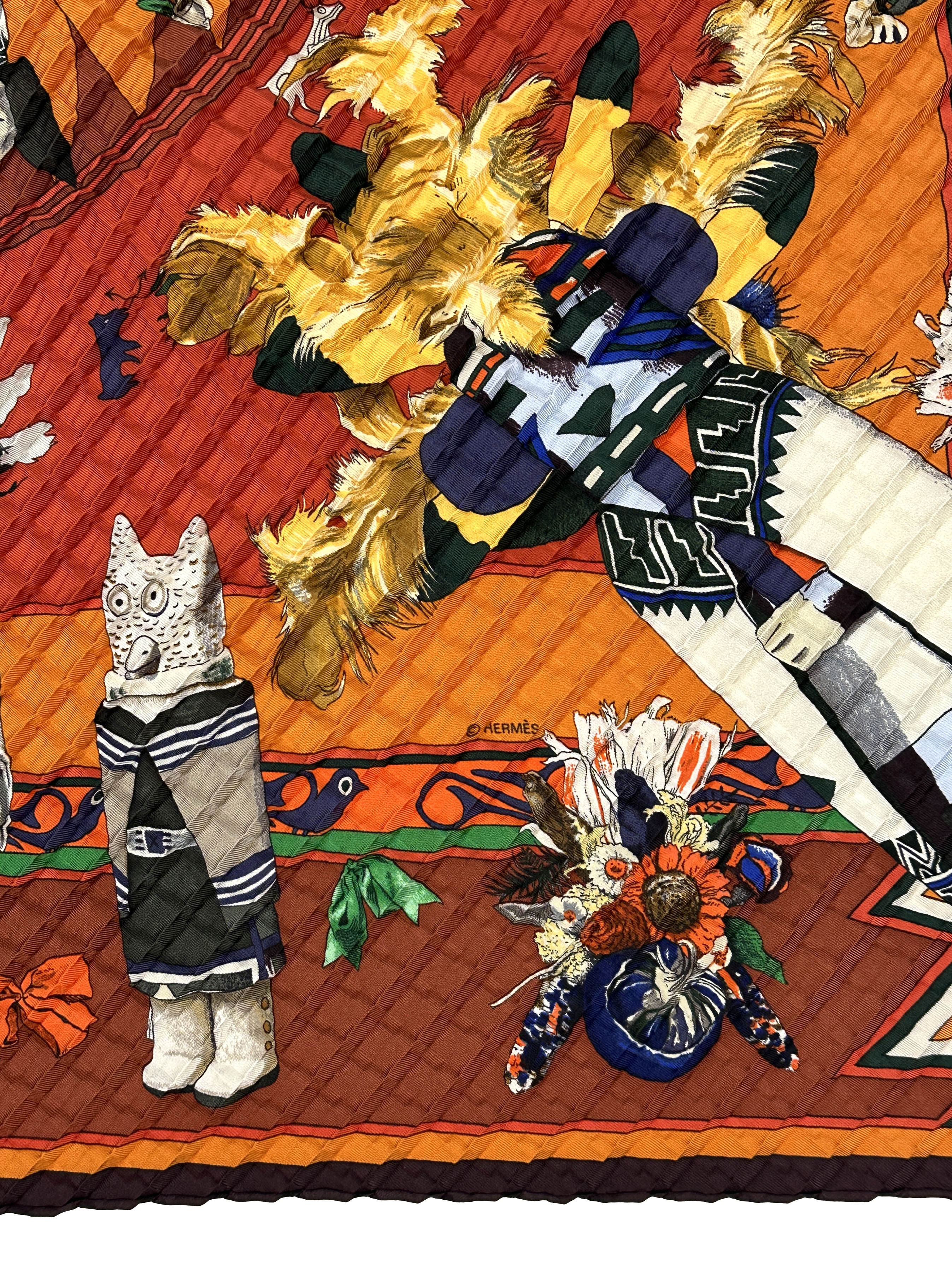 Hermès Kachinas Mosaic Plissé 90