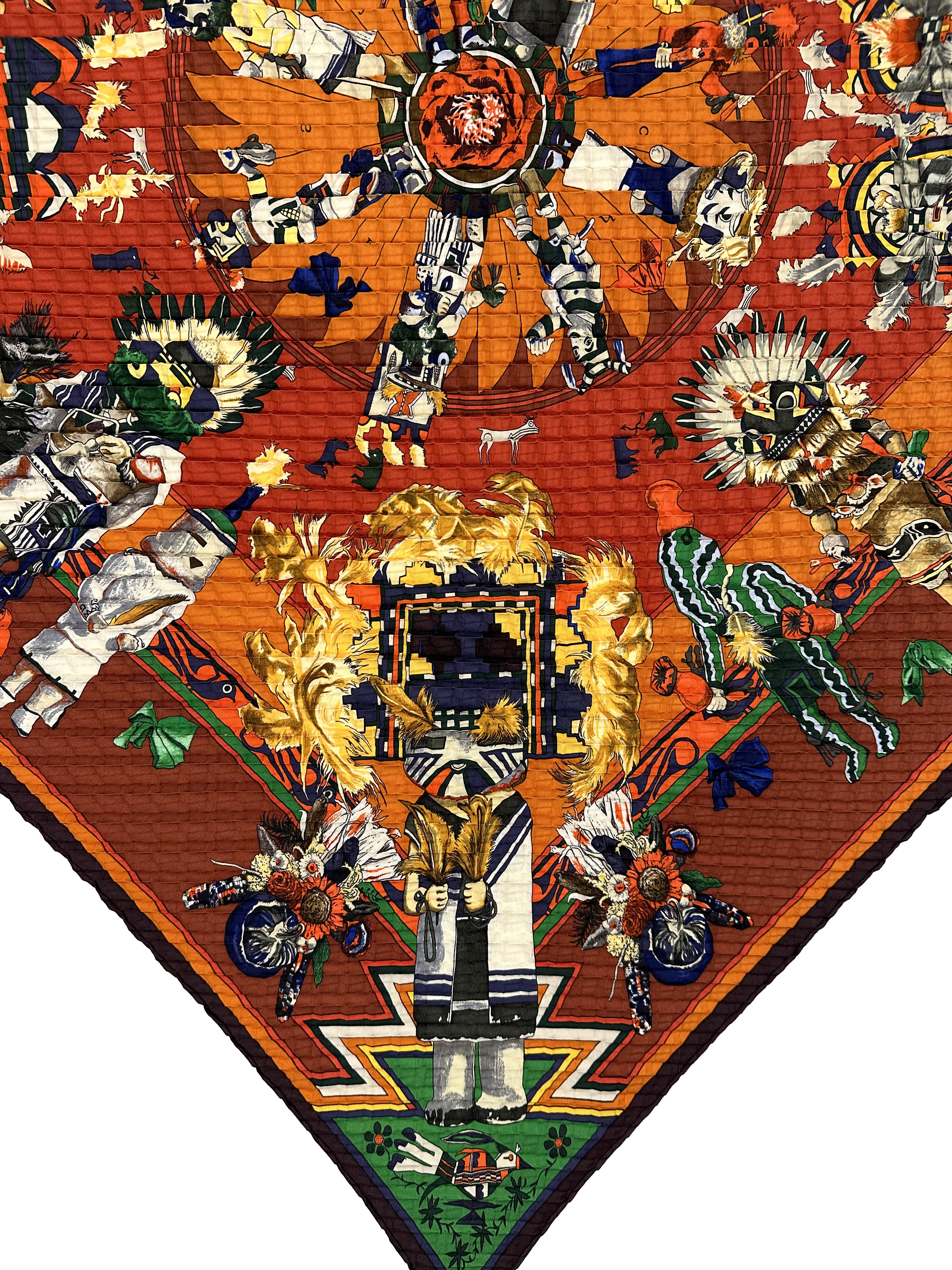 Hermès Kachinas Mosaic Plissé 90