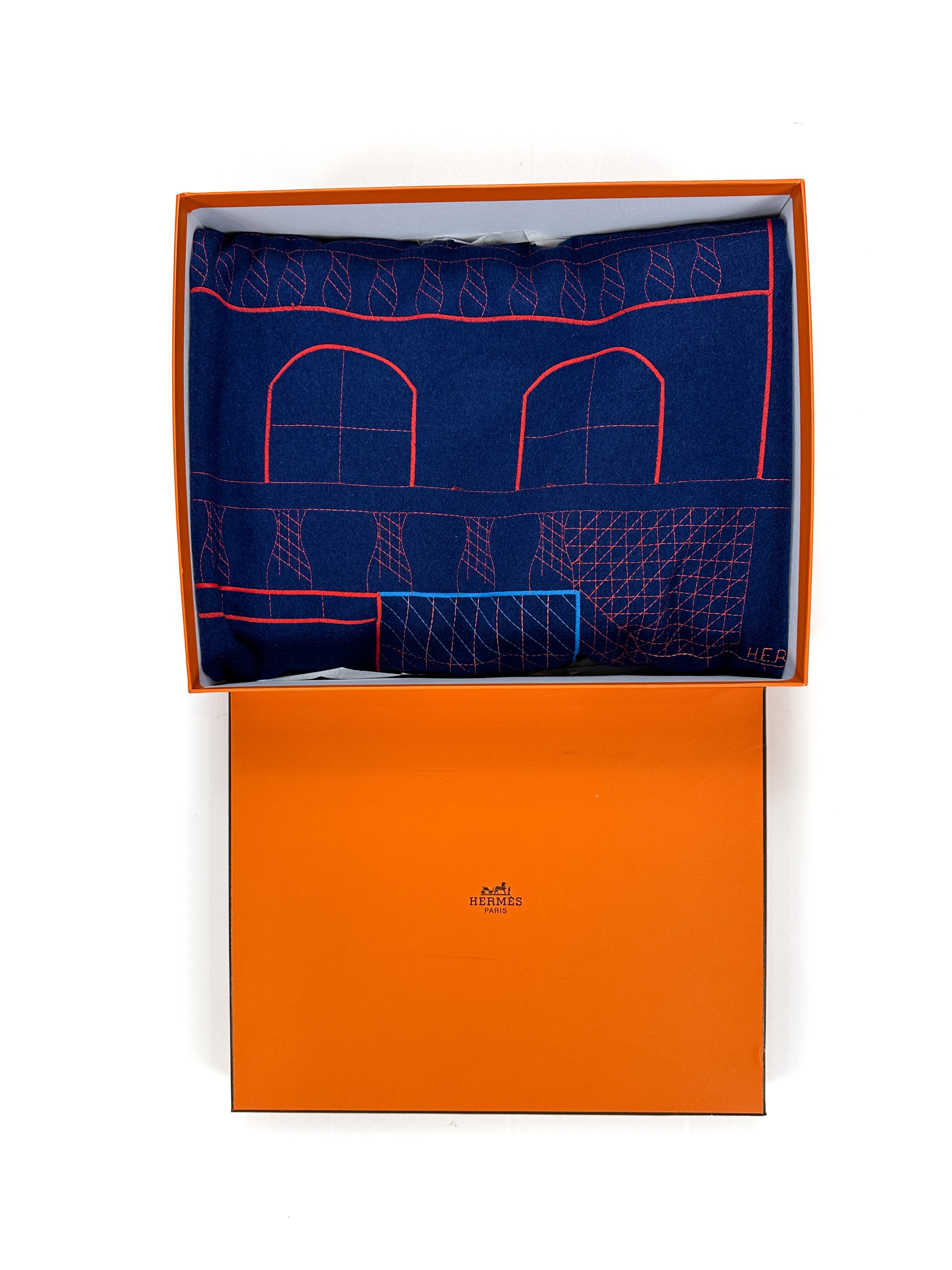 Hermès Les Cavaliers Embroidered Cashmere Blanket
