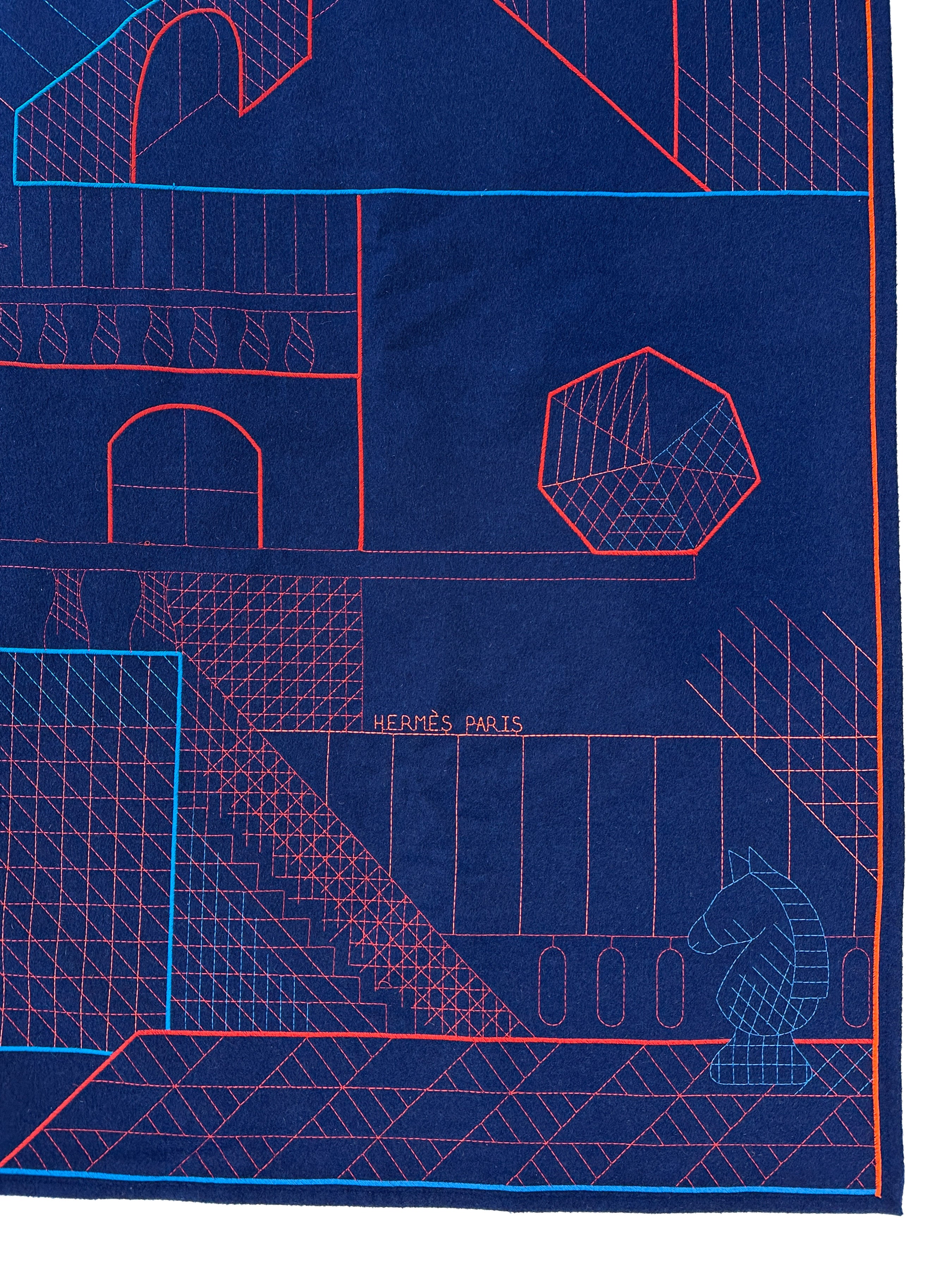 Hermès Les Cavaliers Embroidered Cashmere Blanket
