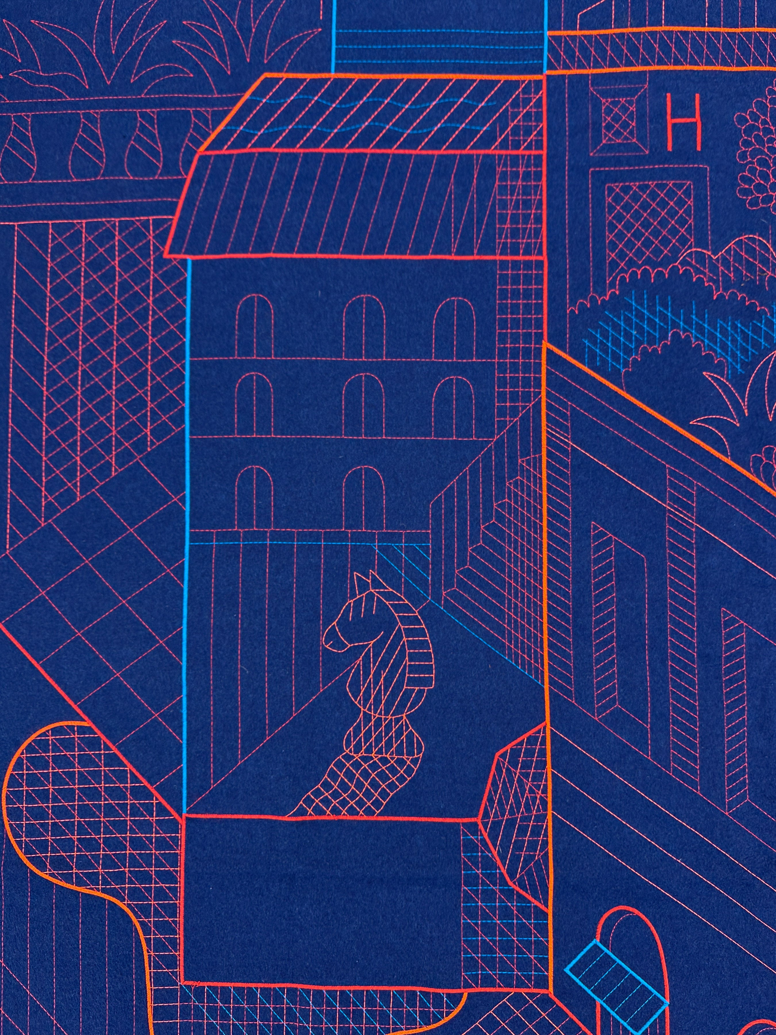 Hermès Les Cavaliers Embroidered Cashmere Blanket