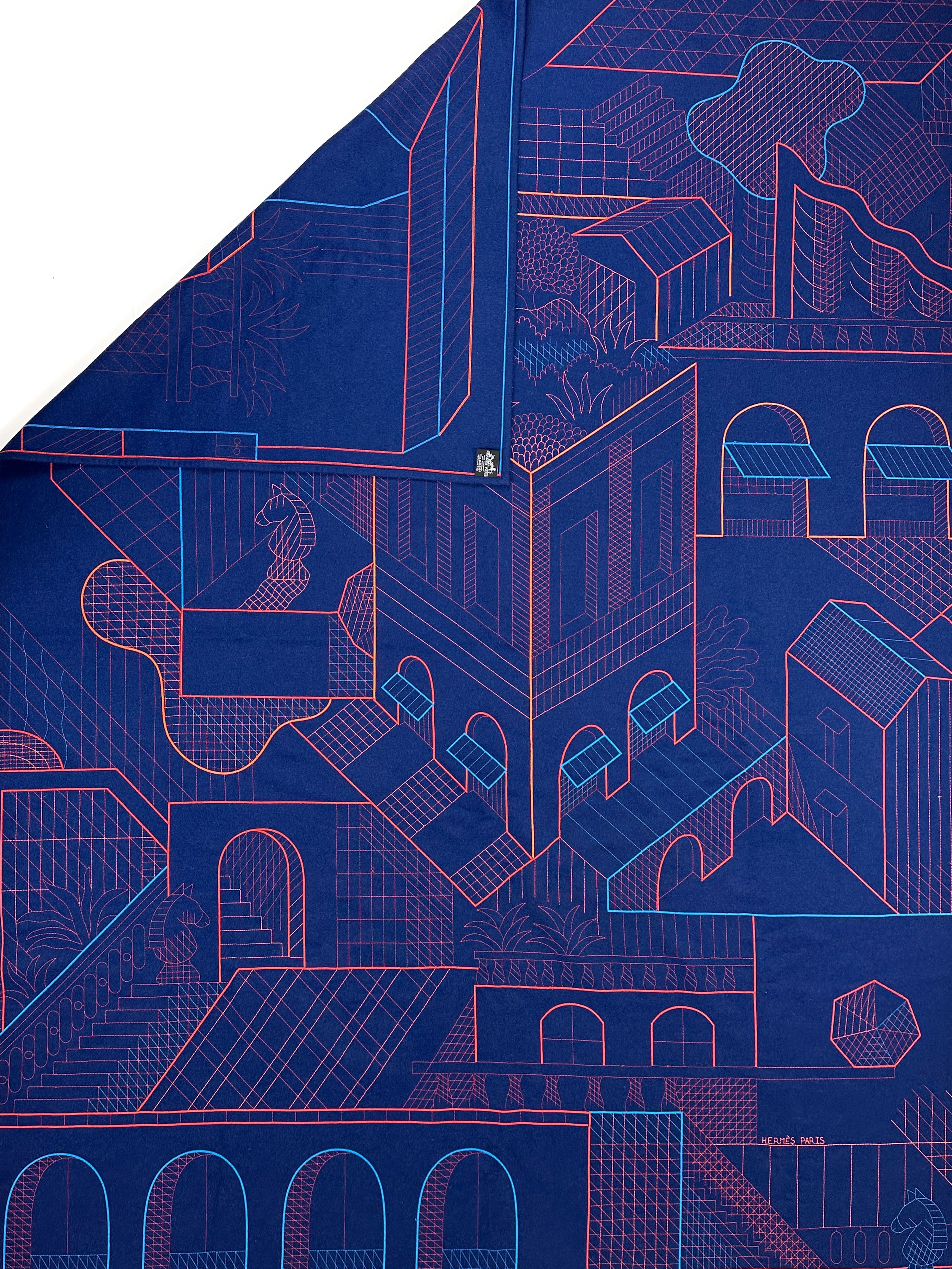 Hermès Les Cavaliers Embroidered Cashmere Blanket