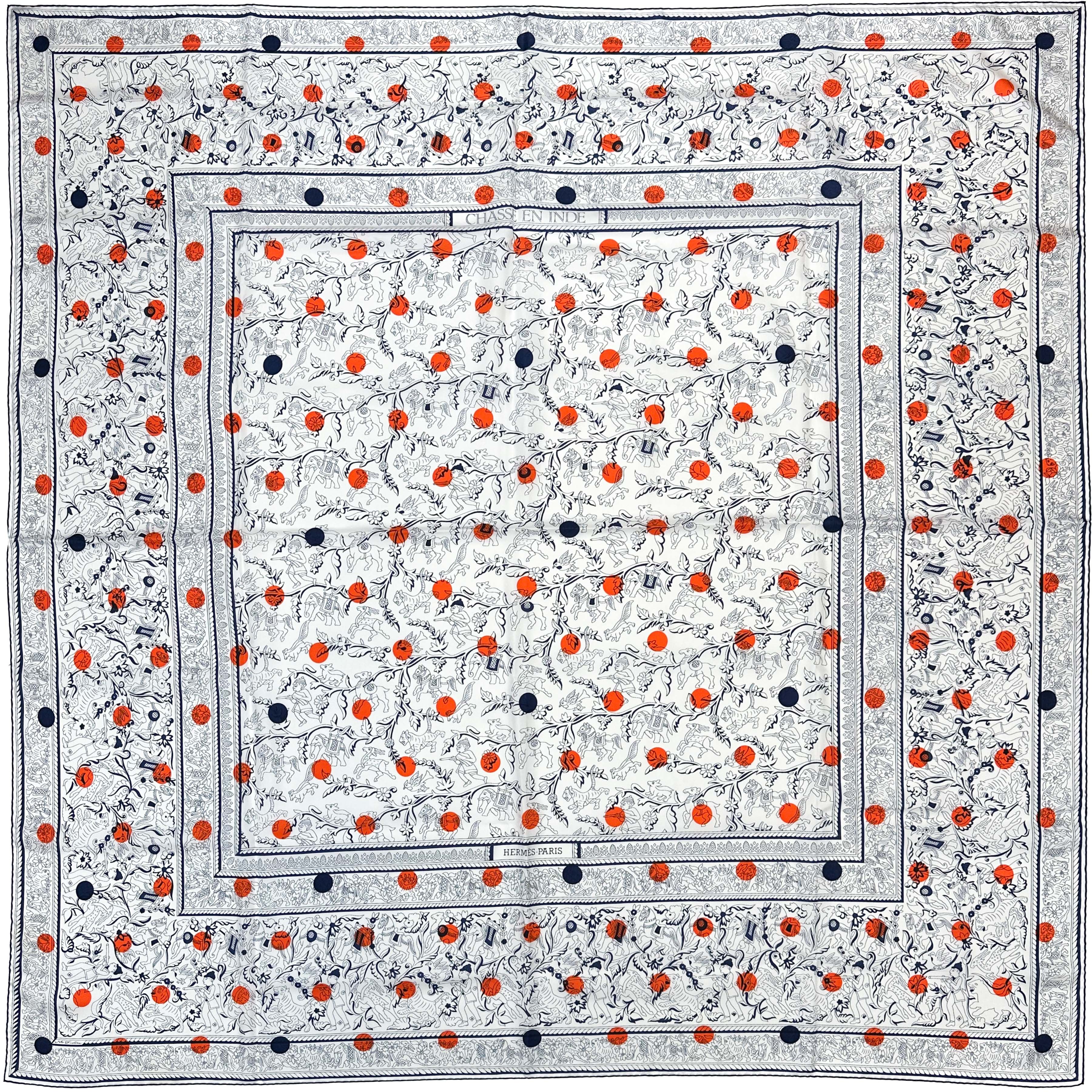 Hermès Chasse en Inde au Pois Silk 140