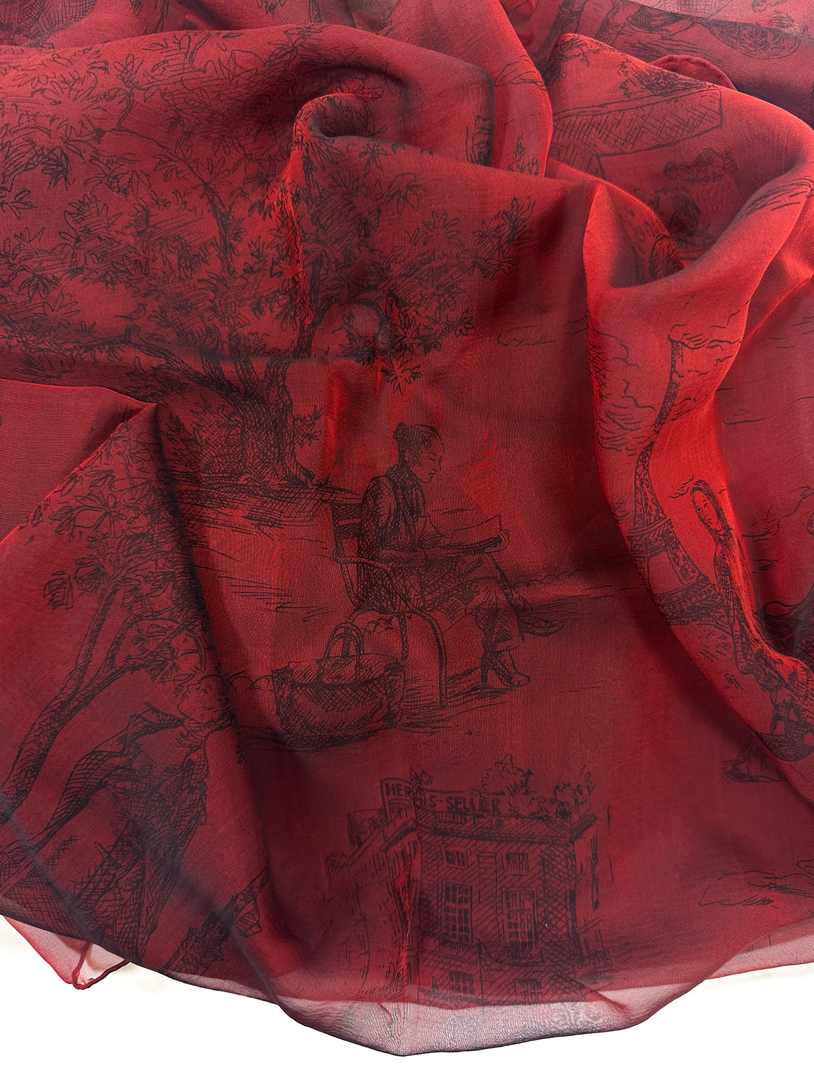 Hermès Toile de Jouy Changeant Mousseline Shawl