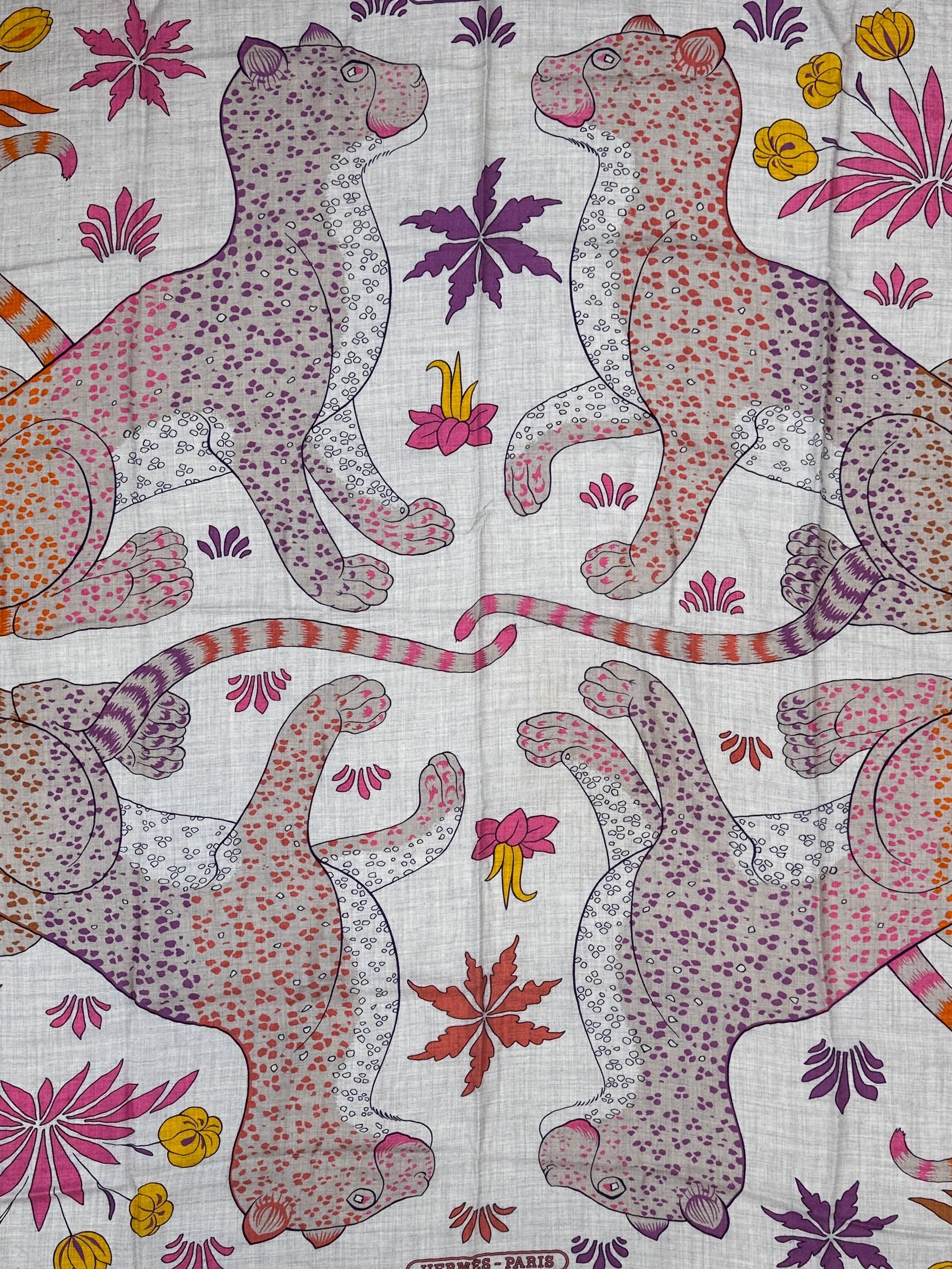 Hermès Les Leopards Cashmere Silk 140