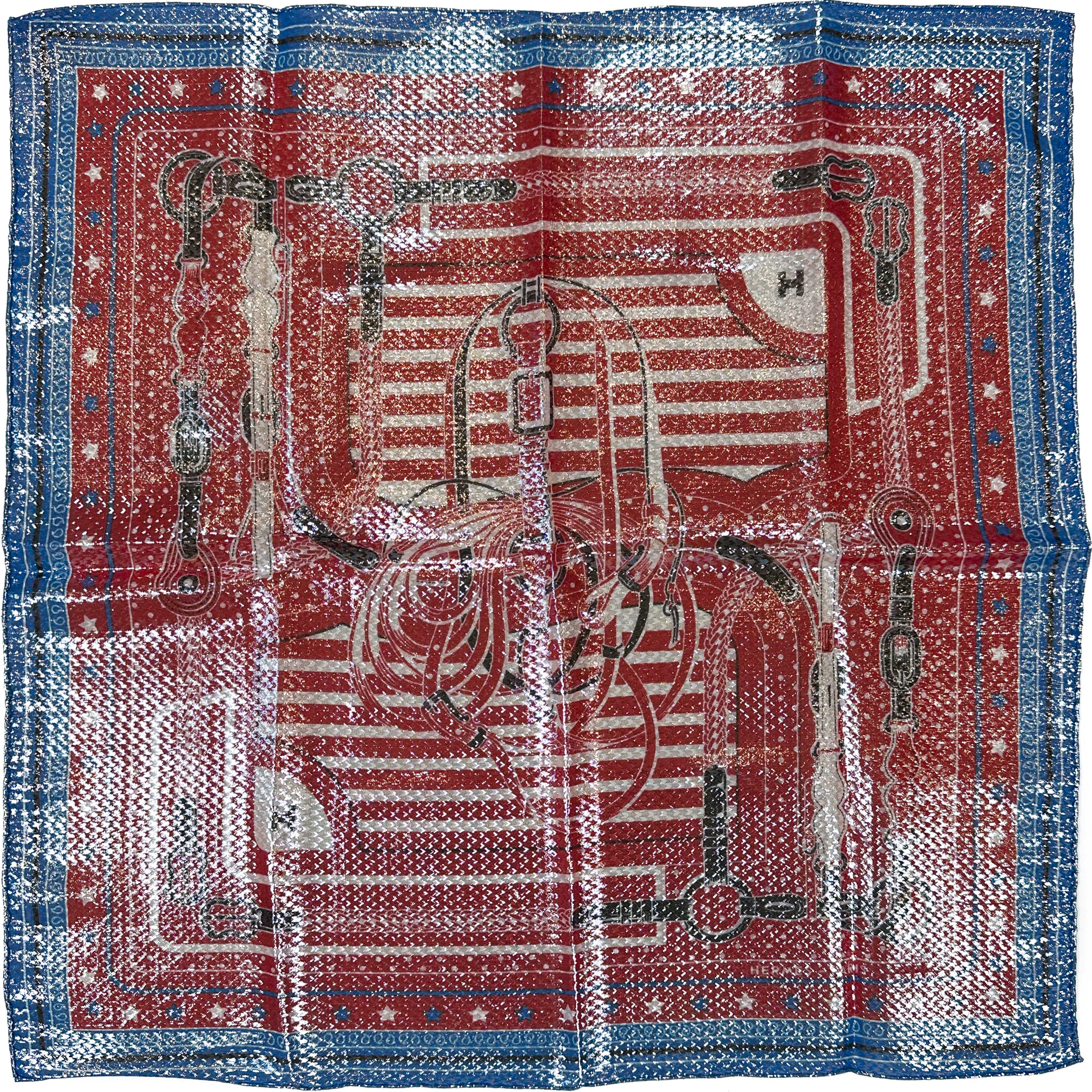 Hermès Coaching Disco Metallic Bandana 55