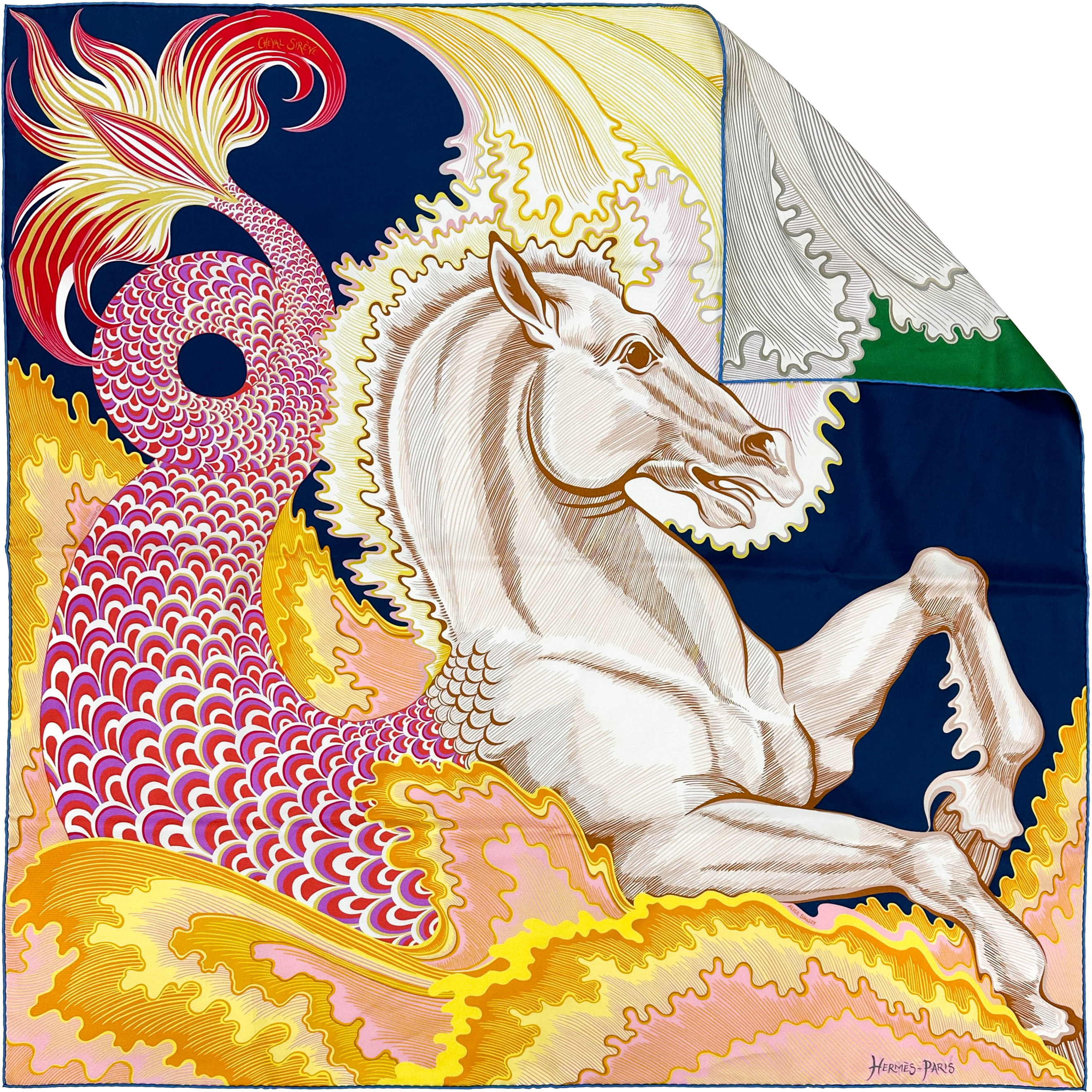 Hermès Cheval Sirene Double Face 90