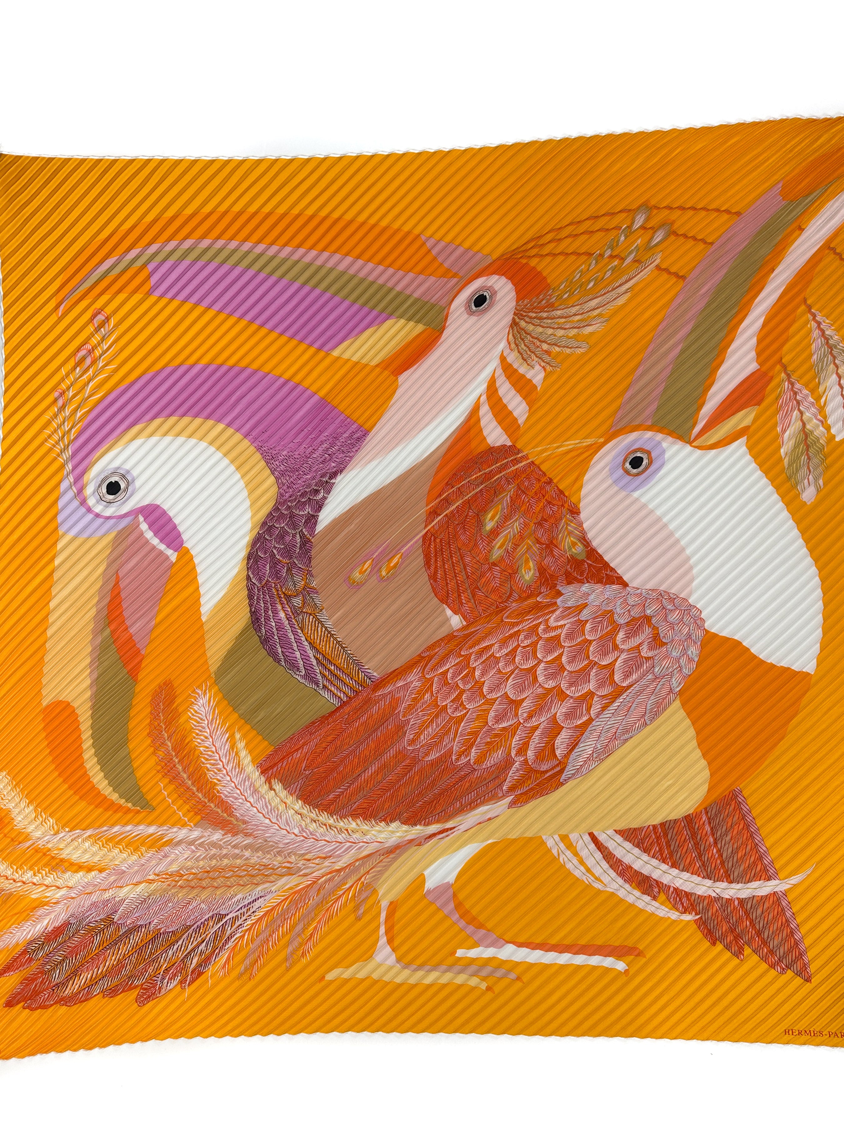 Hermès Toucans de Paradis Plissé 140