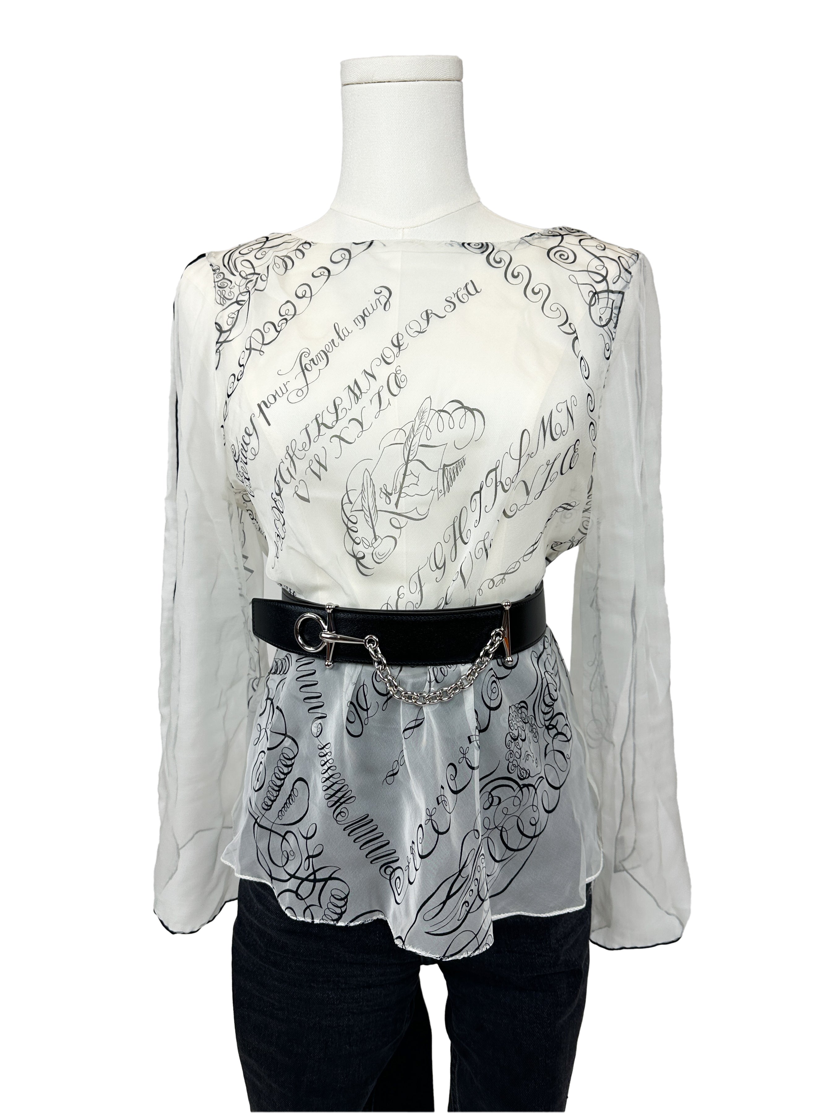 Hermès L'Art d'Ecrire Mousseline Top