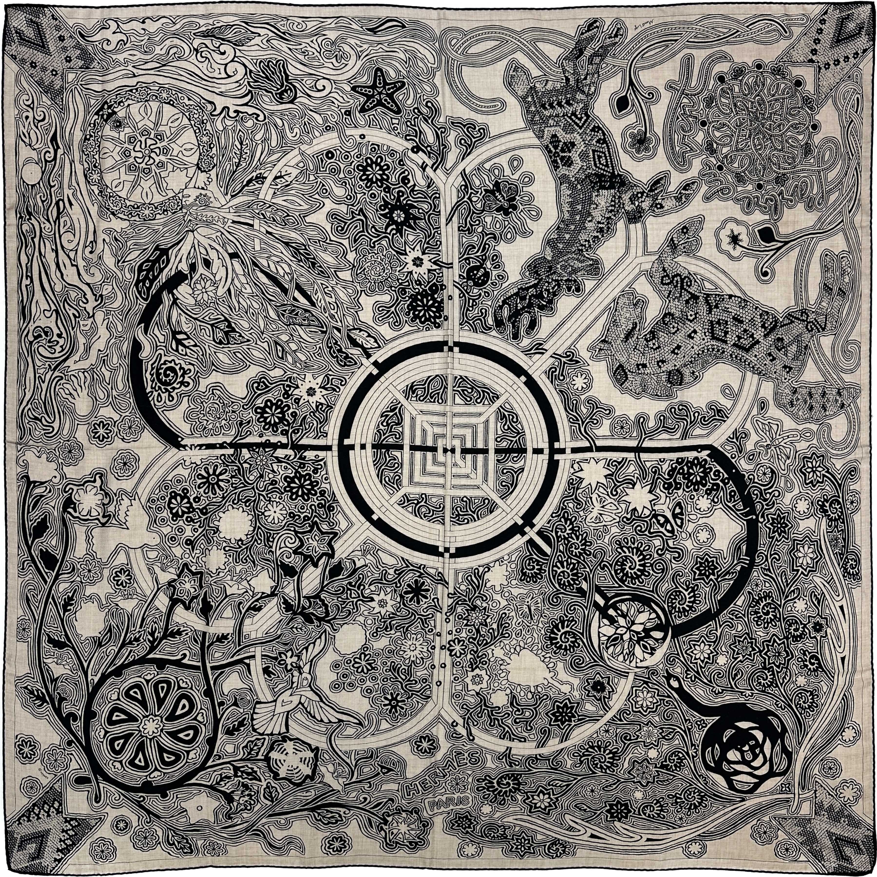Hermès L'Arbre du Vent Cashmere Silk 140