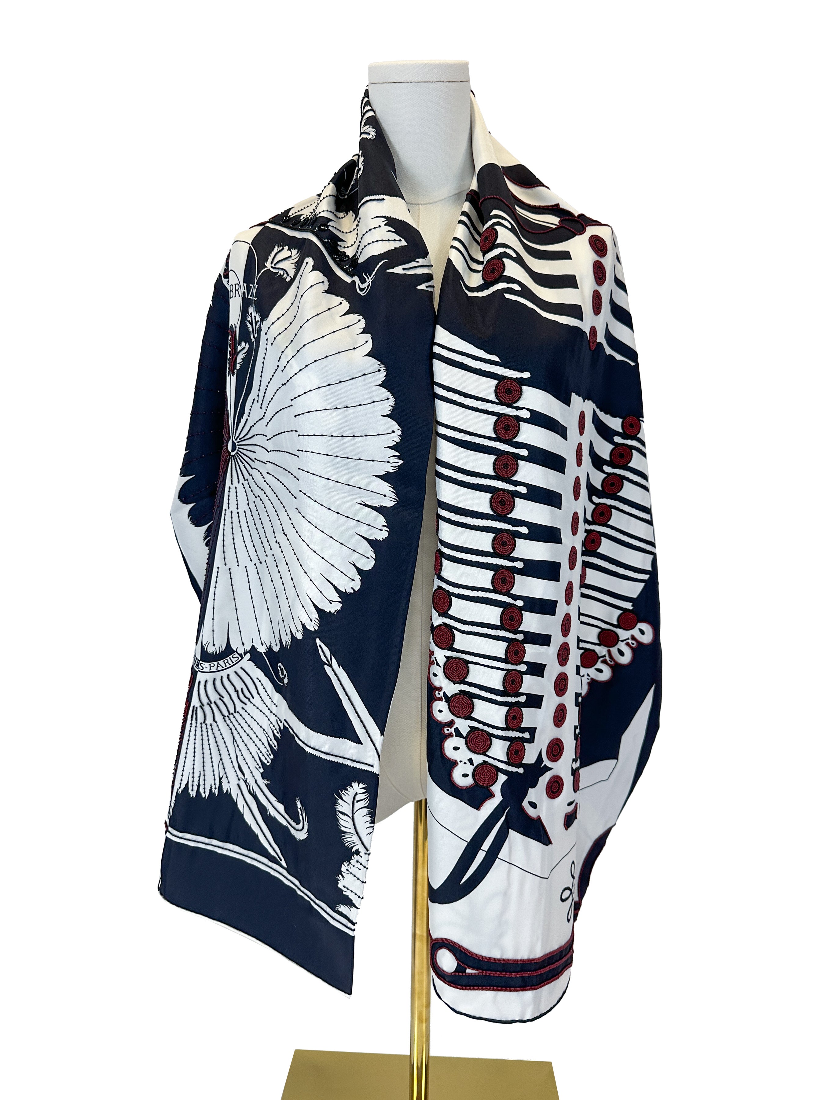 Hermès Brazil & Brandebourg Tatouages Precieux Exceptional Beaded Shawl