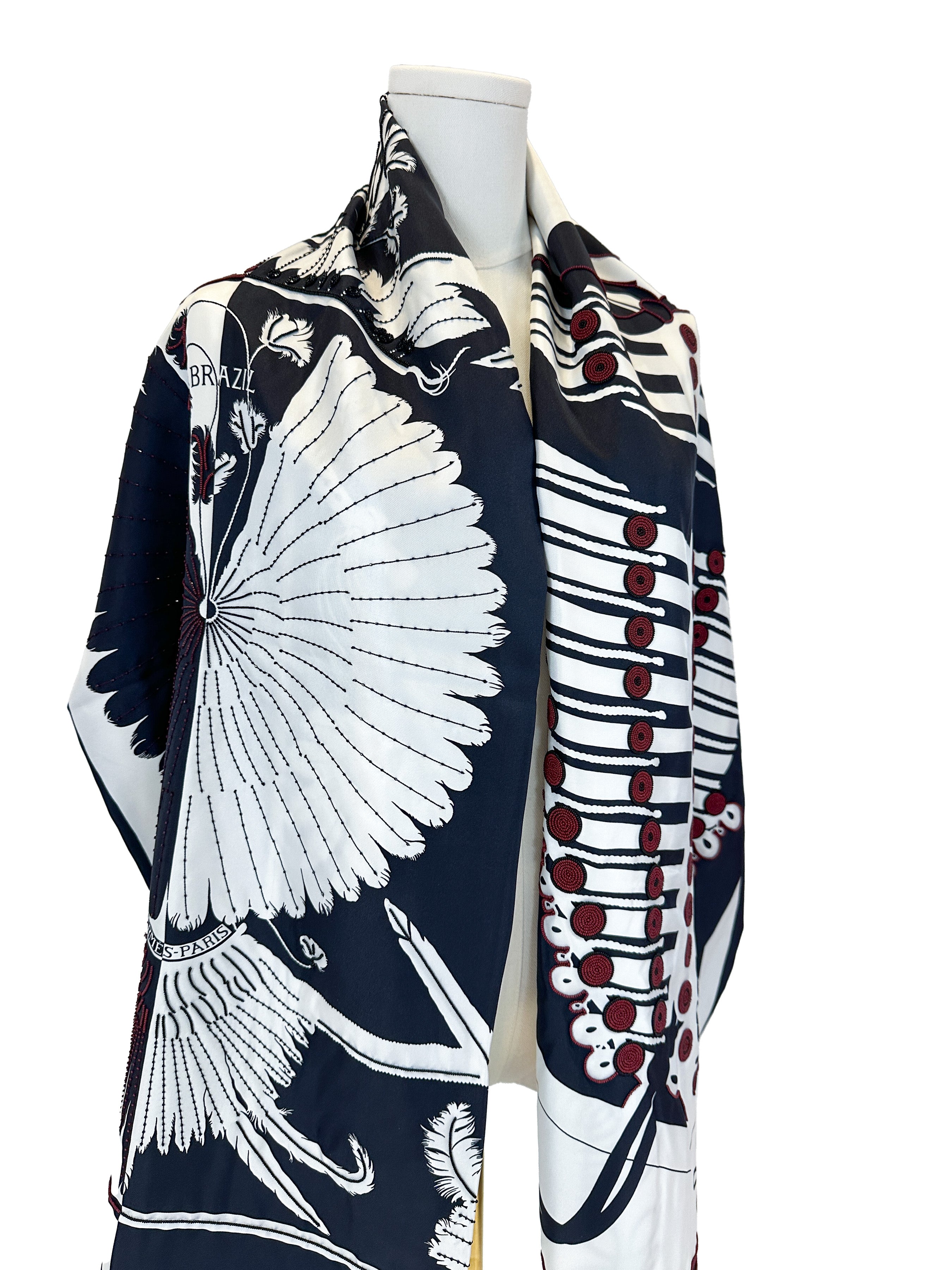 Hermès Brazil & Brandebourg Tatouages Precieux Exceptional Beaded Shawl