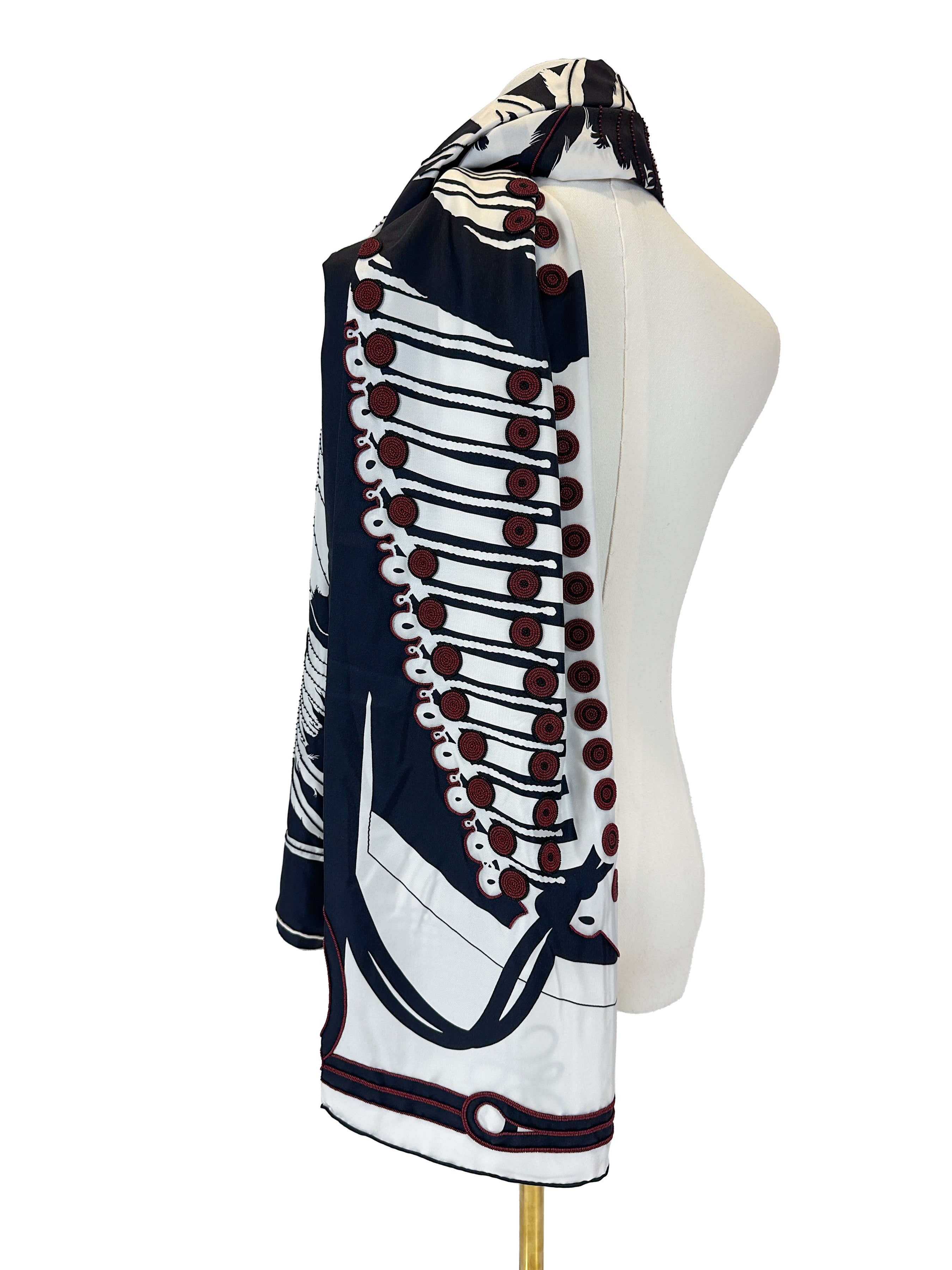 Hermès Brazil & Brandebourg Tatouages Precieux Exceptional Beaded Shawl
