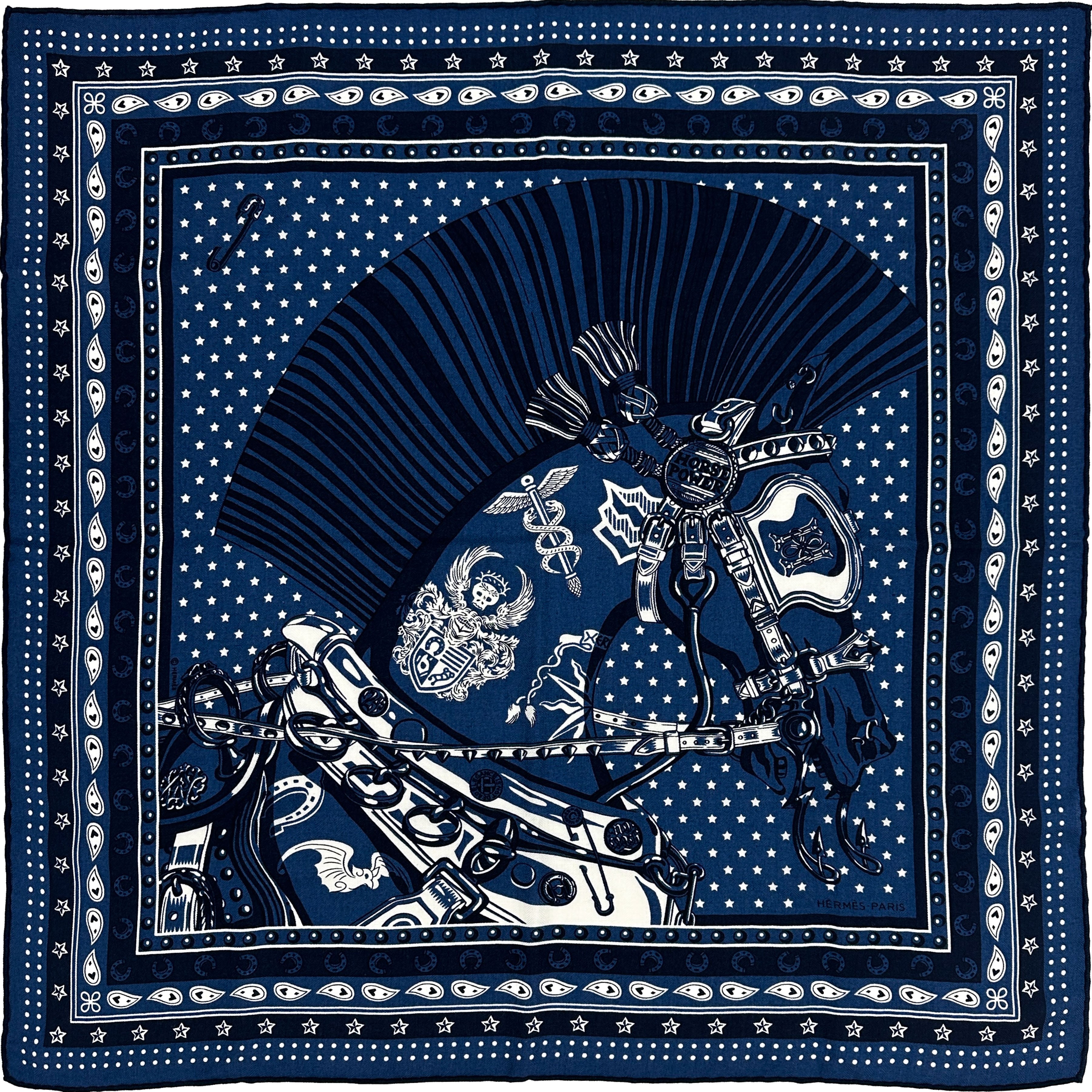 Hermès Cheval Punk Bandana Cashmere Silk 65