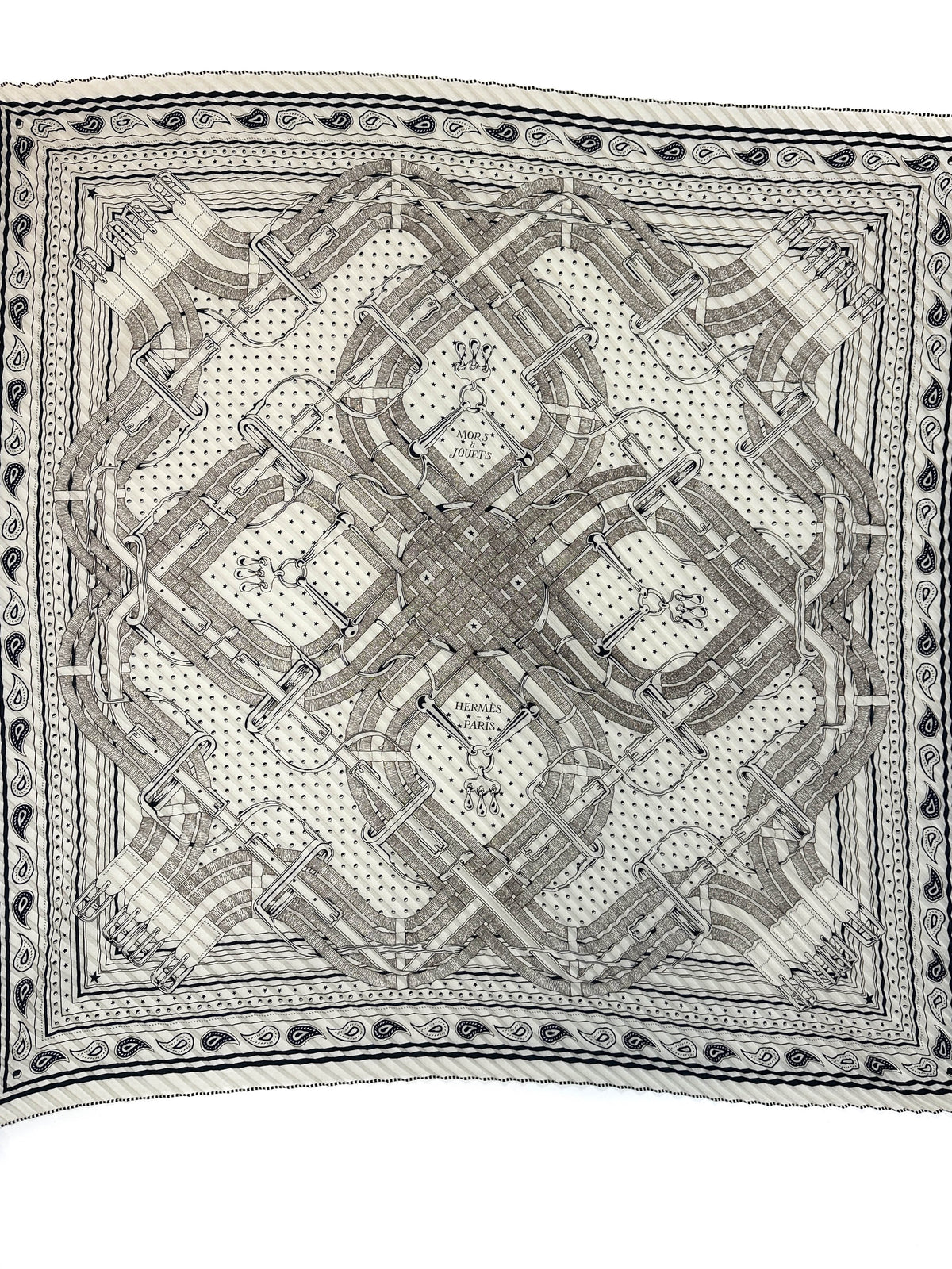Hermès Mors à Jouets Bandana Cashmere Silk Plissé 140