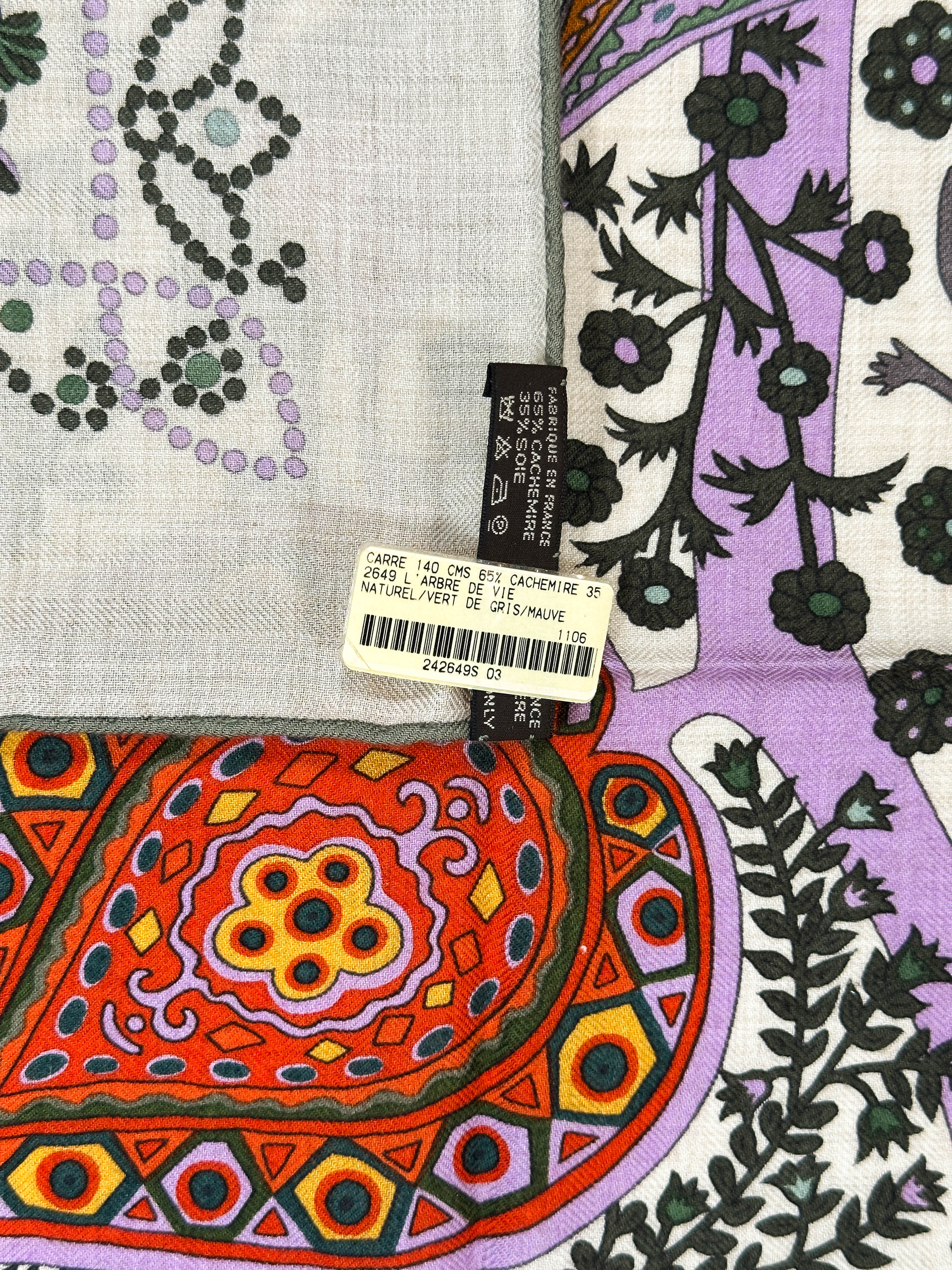 Hermès L'Arbre de Vie Cashmere Silk 140